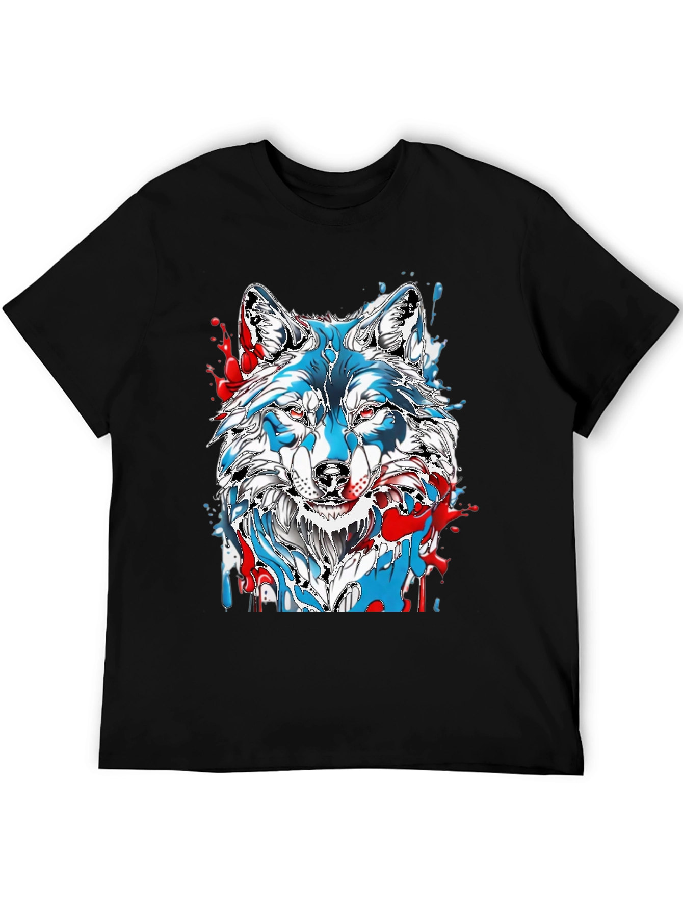 Wolf Graphic Print Mens Black T-Shirt