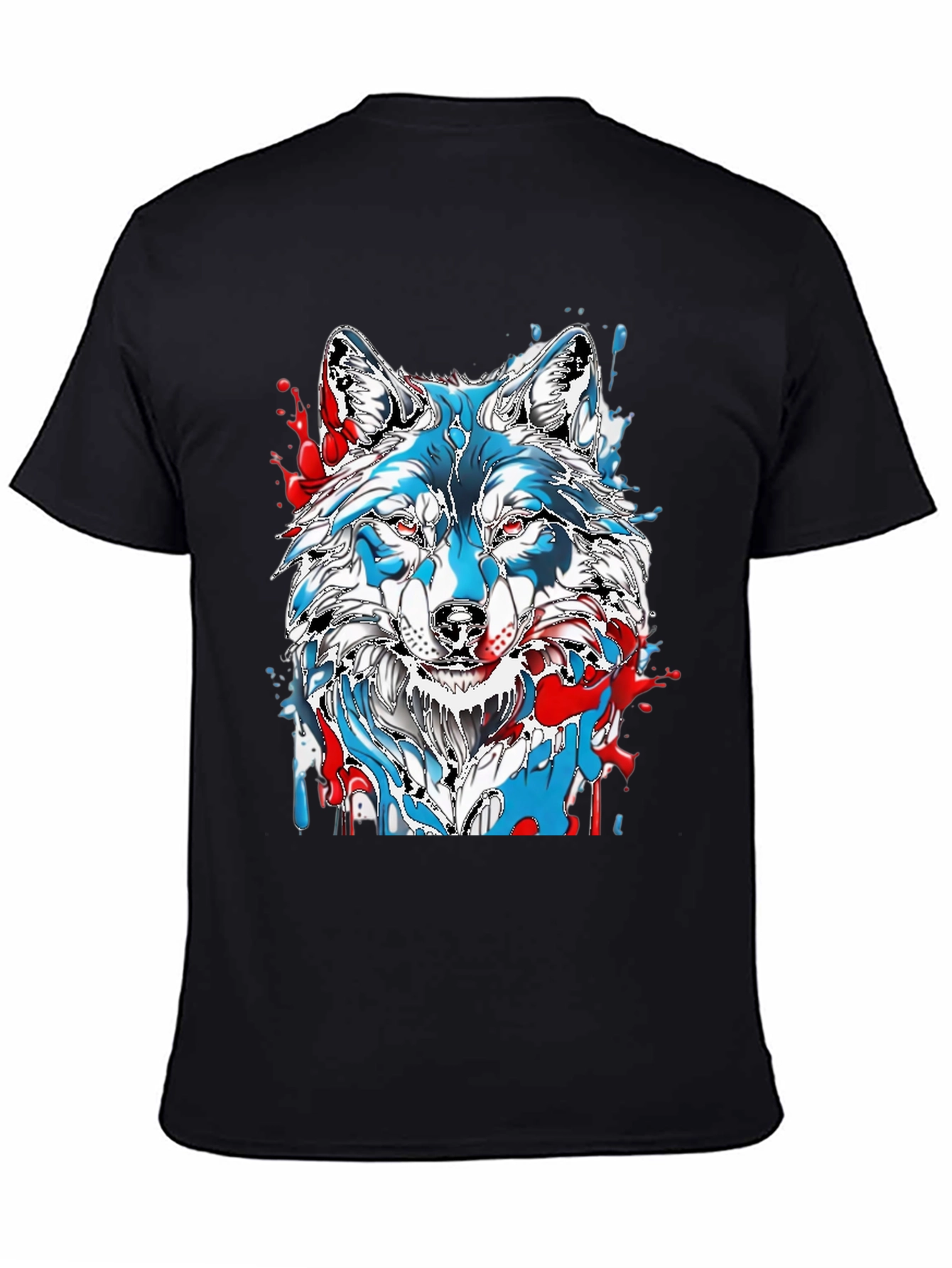 Wolf Graphic Print Mens Black T-Shirt