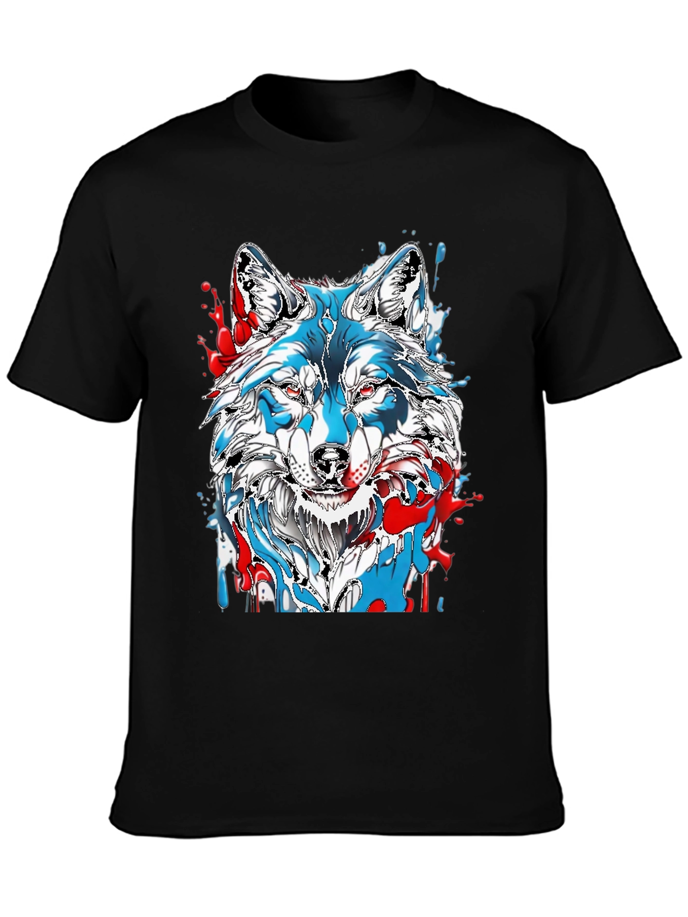 Wolf Graphic Print Mens Black T-Shirt