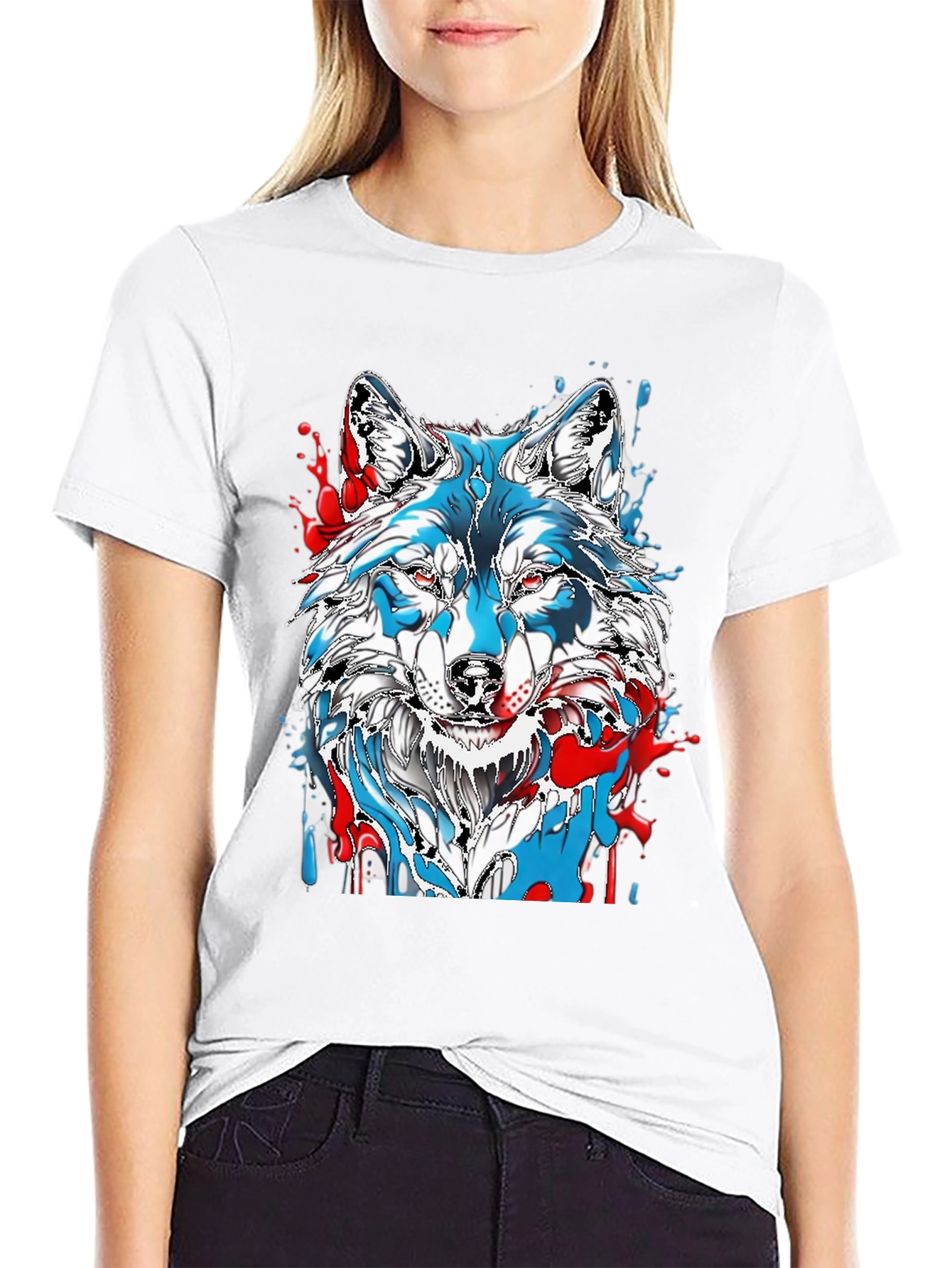 Wolf Graphic Print Mens Black T-Shirt