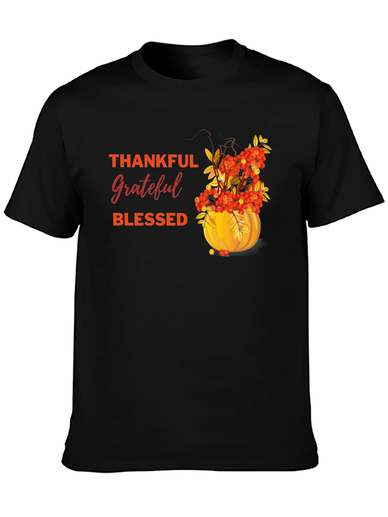 Thankful Grateful Blessed Autumn Pumpkin T-Shirt