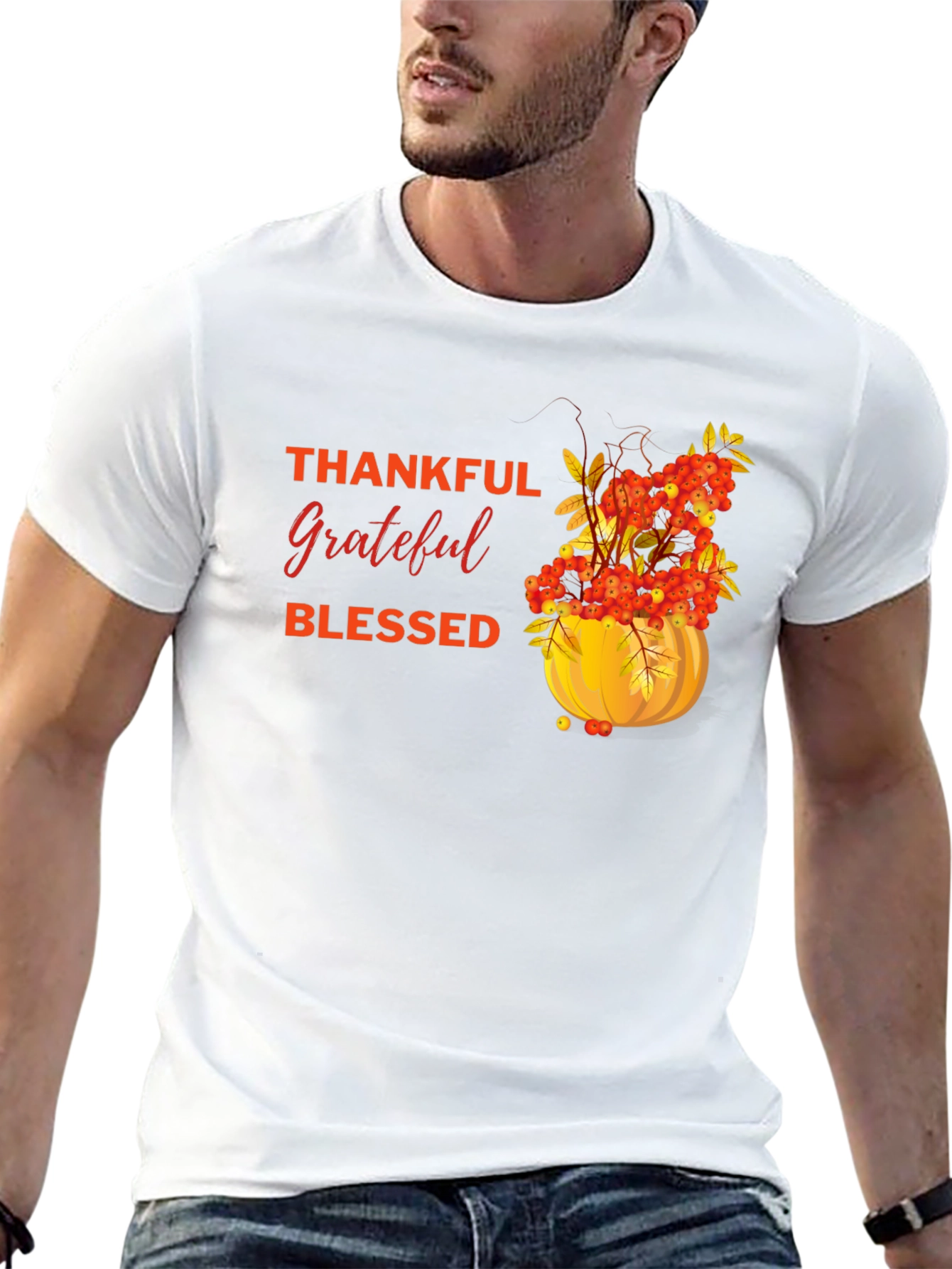 Thankful Grateful Blessed Autumn Pumpkin T-Shirt