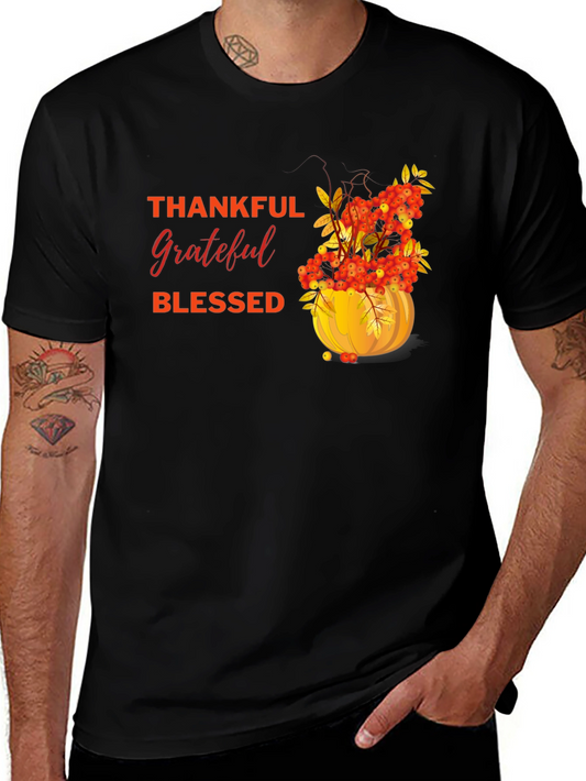 Thankful Grateful Blessed Autumn Pumpkin T-Shirt