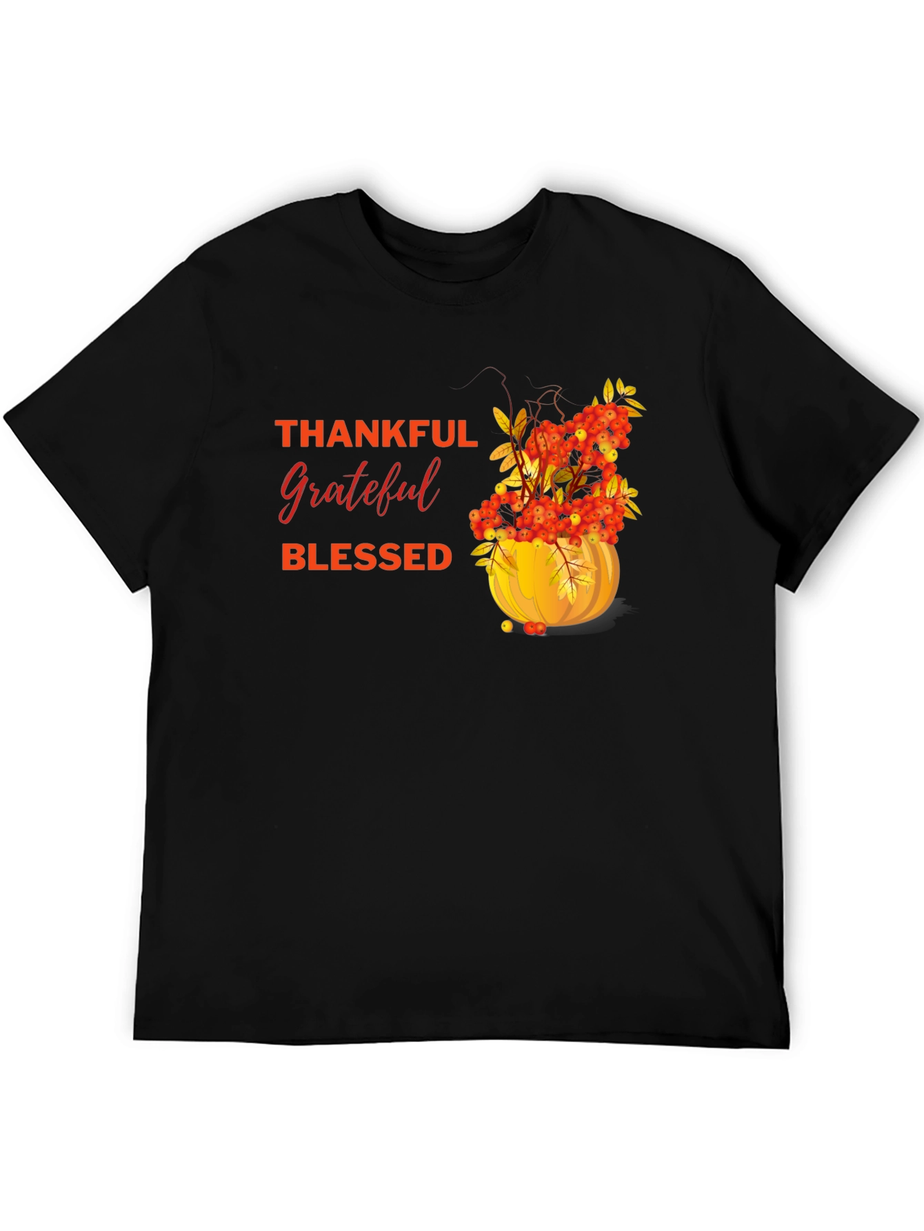 Thankful Grateful Blessed Autumn Pumpkin T-Shirt