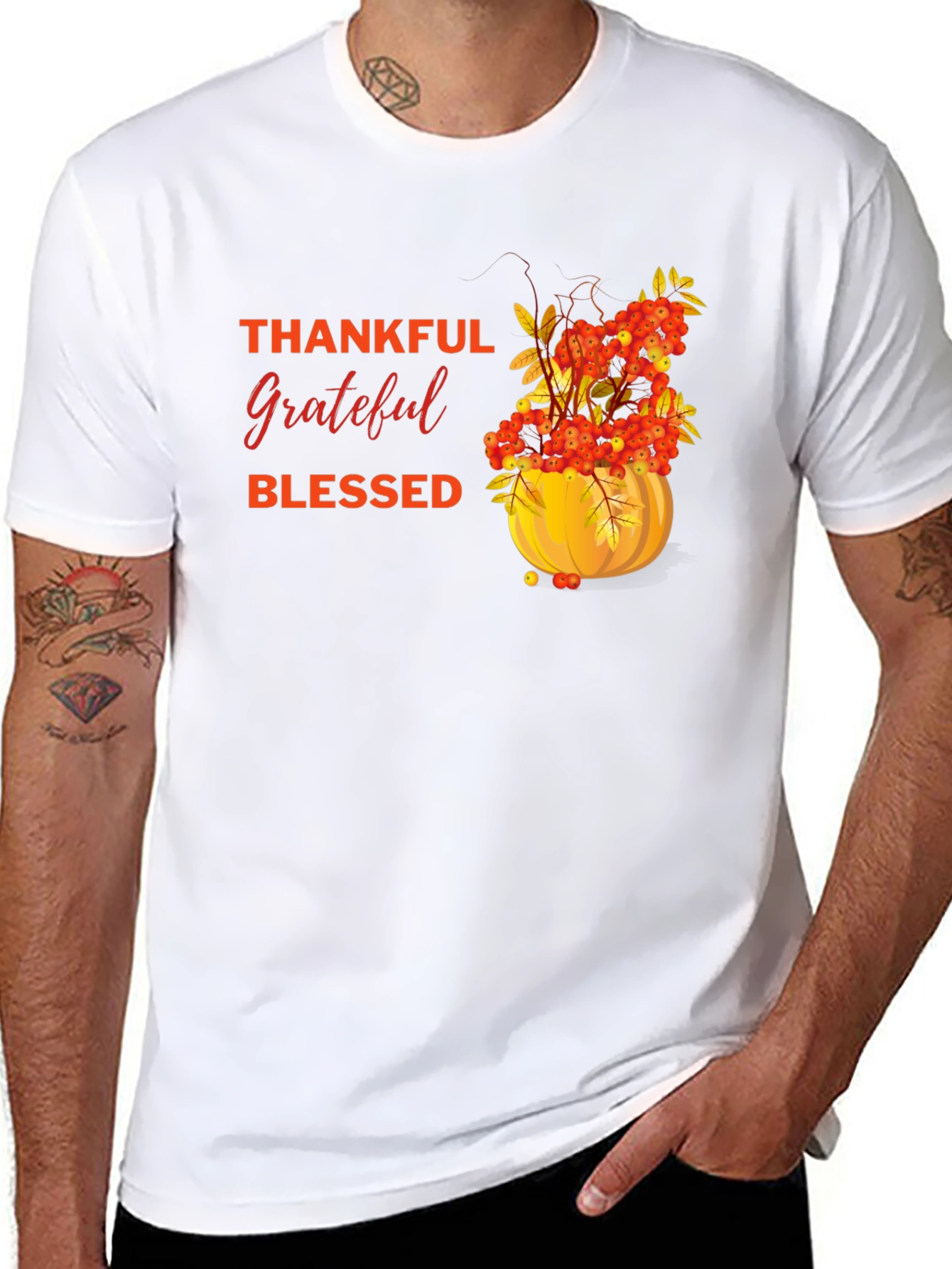 Thankful Grateful Blessed Autumn Pumpkin T-Shirt
