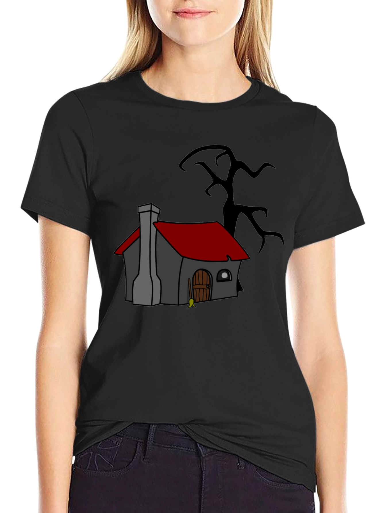 Cartoon House Black T-Shirt