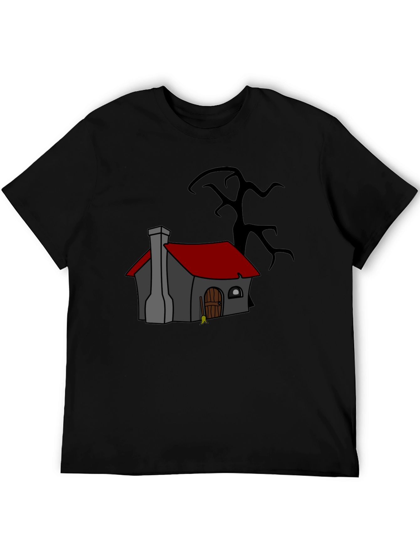 Cartoon House Black T-Shirt