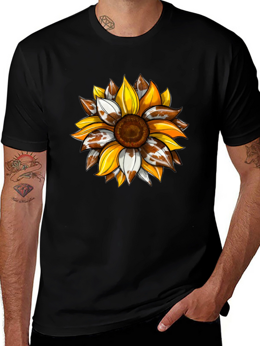 Sunflower Cow Print Graphic Tee - Black