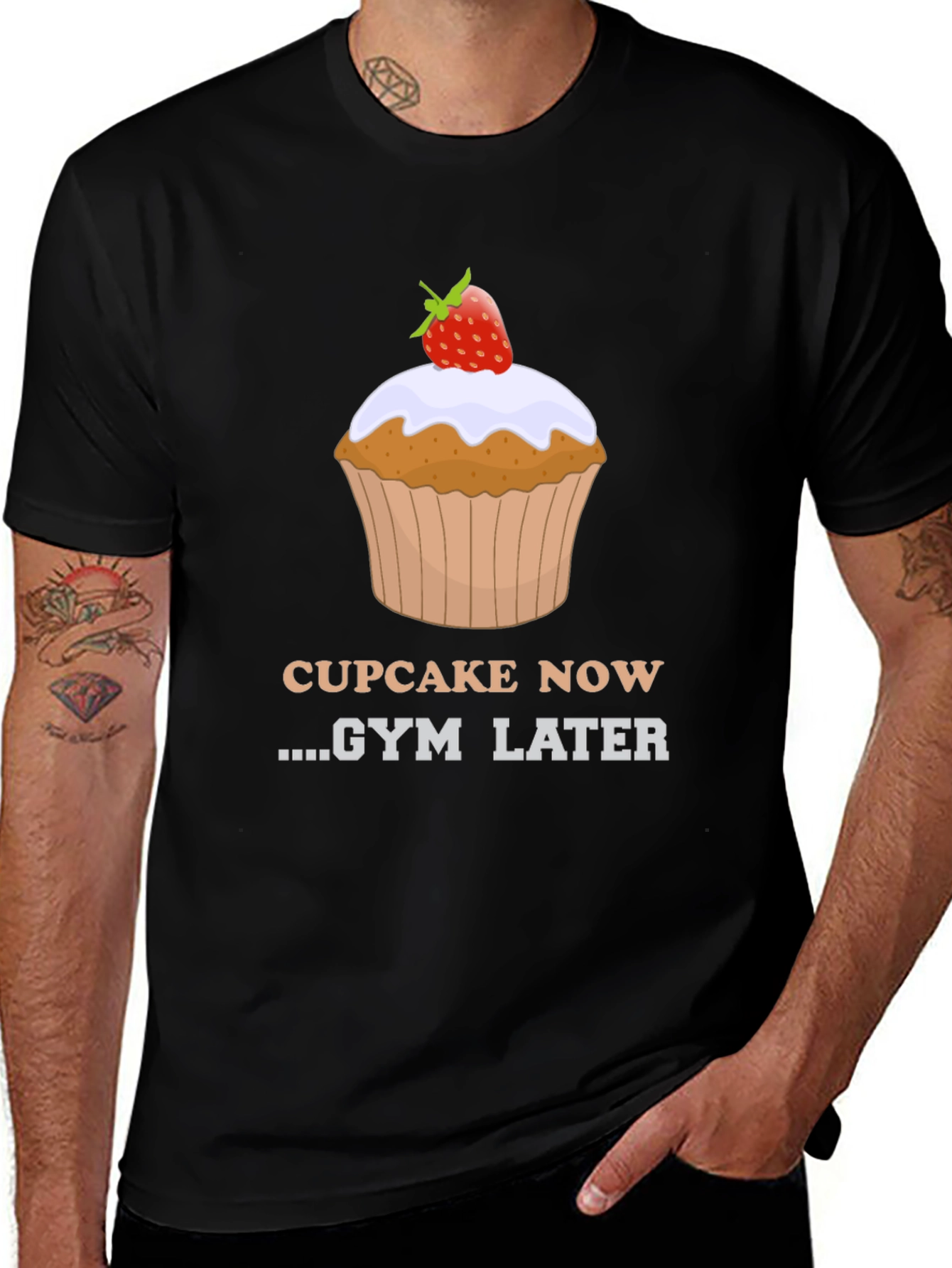 Cupcake Now Gym Later Graphic Tee