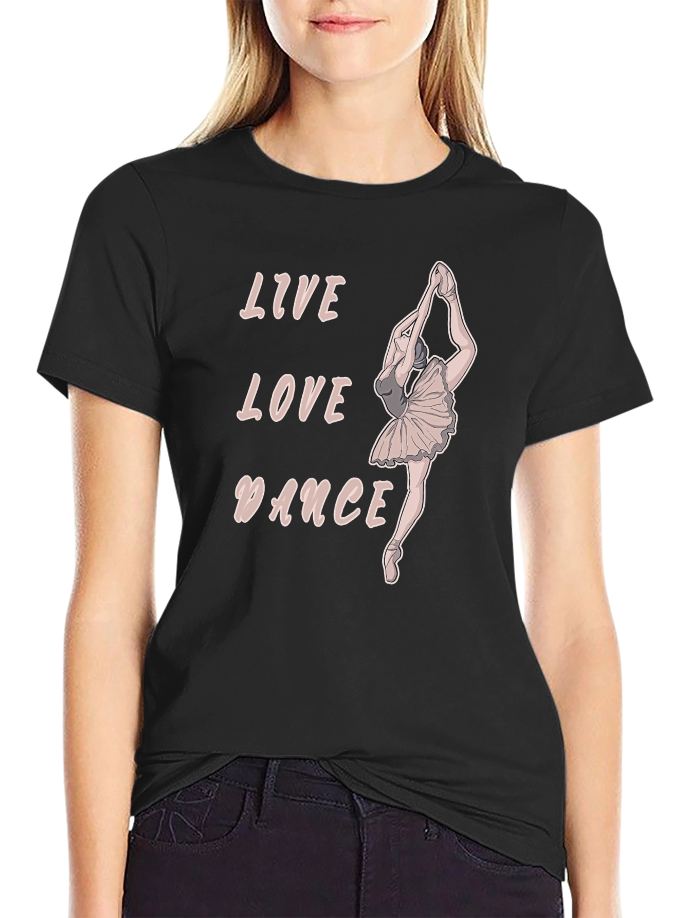 Live Love Dance Ballerina T-Shirt - Black