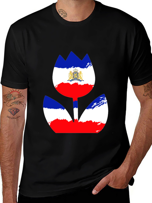 Unique Flower Flag Graphic Tee - Stylish Black Shirt