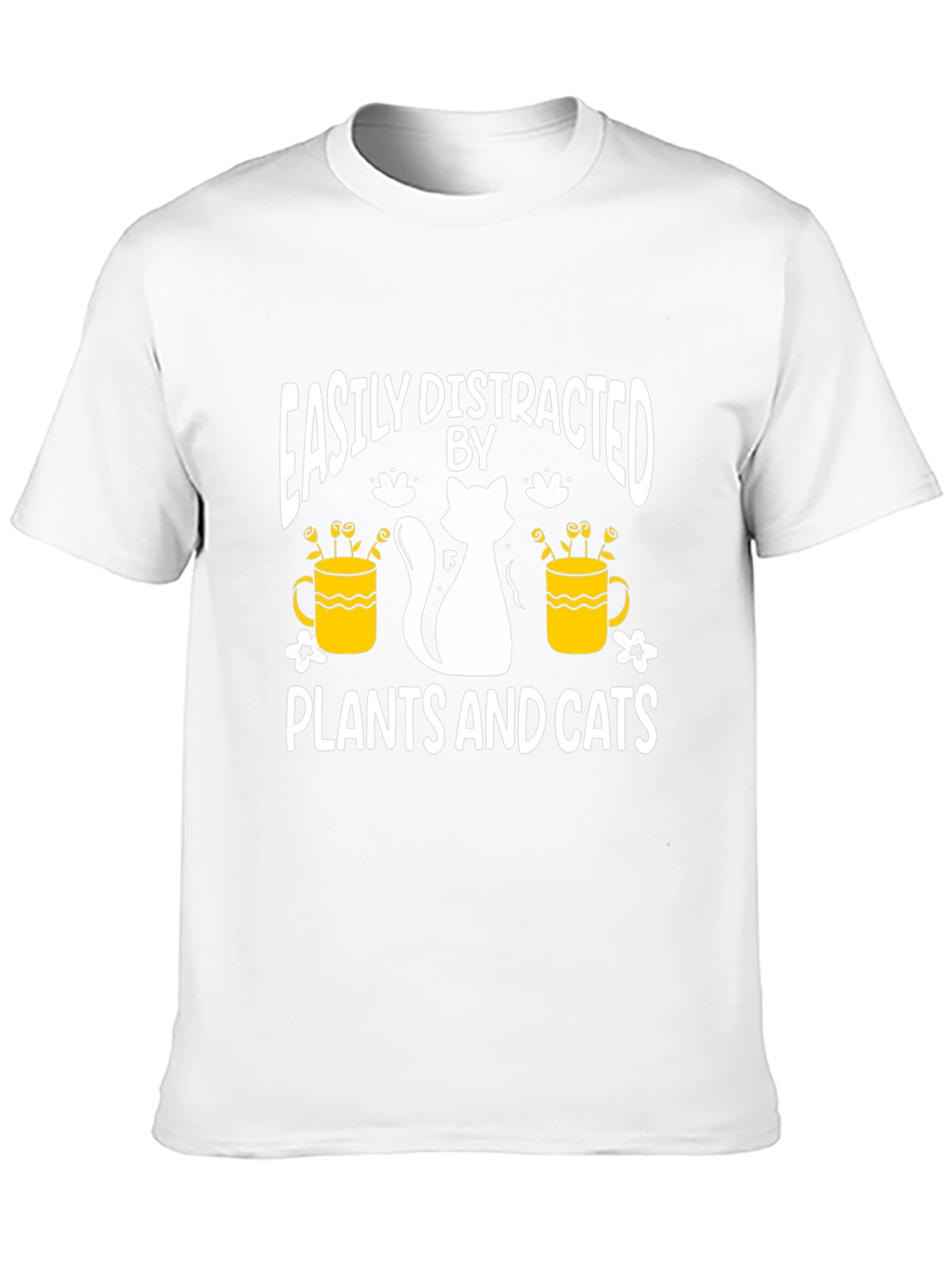 Easily Distracted By Plants And Cats Black T-Shirt