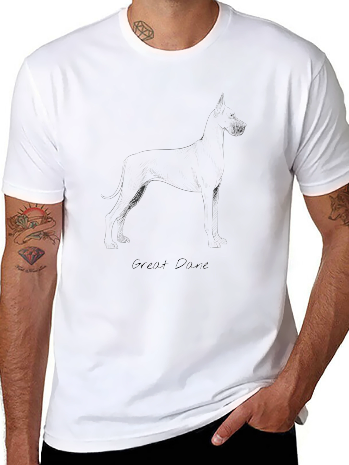 Great Dane Outline Black T-Shirt