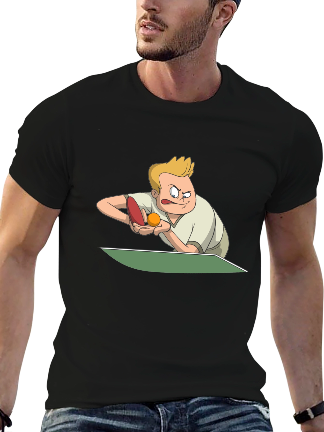 Funny Table Tennis Player Graphic T-Shirt
