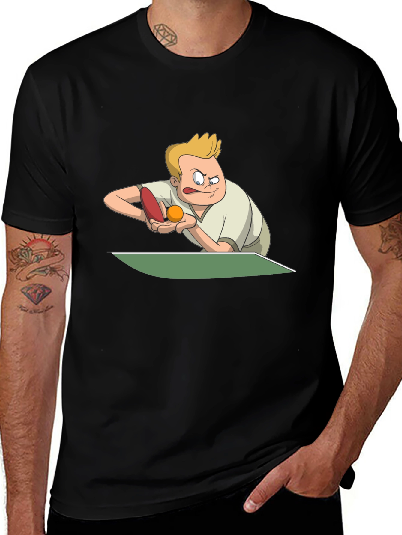 Funny Table Tennis Player Graphic T-Shirt