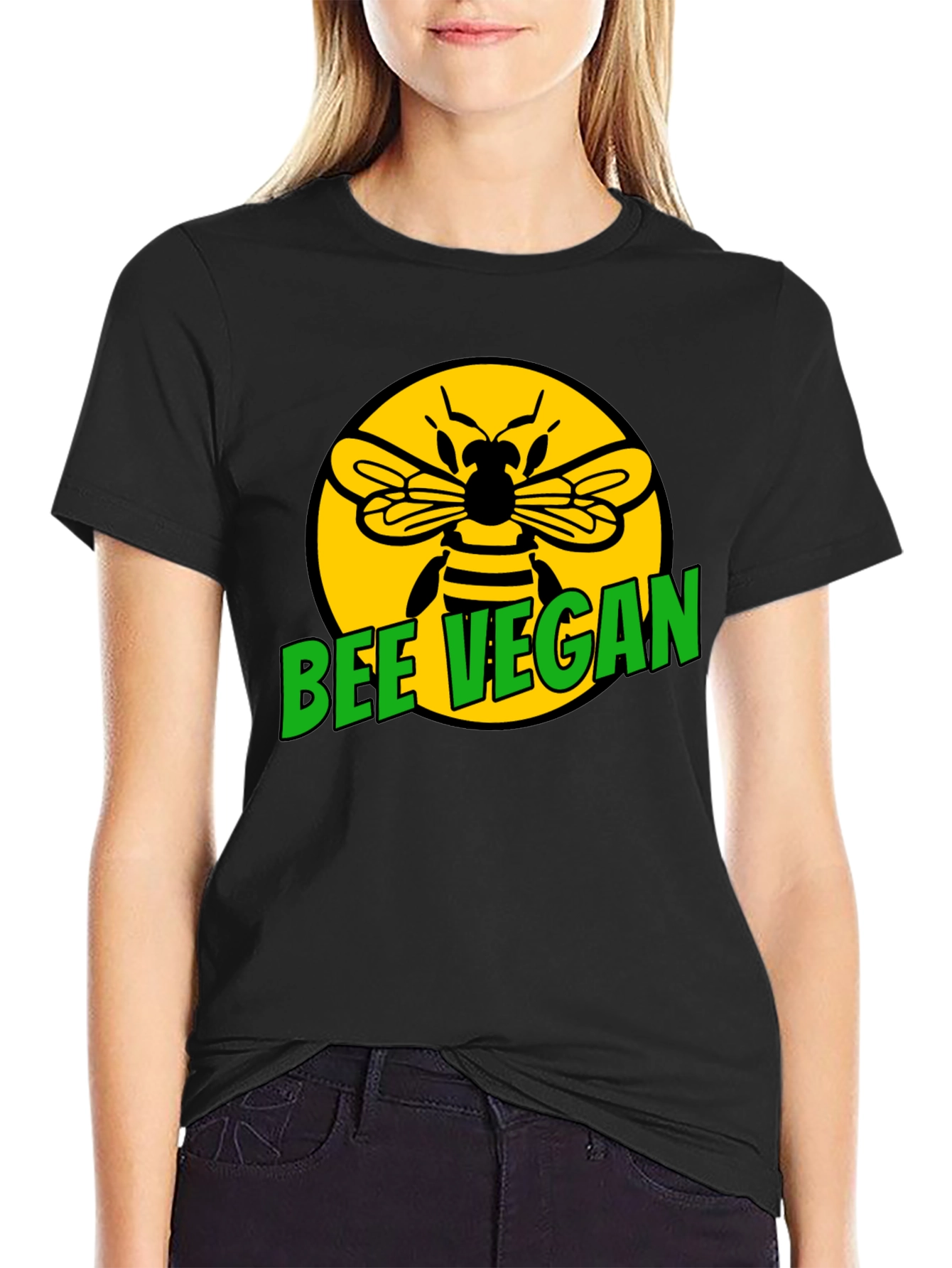 Bee Vegan Graphic T-Shirt - Black Tee