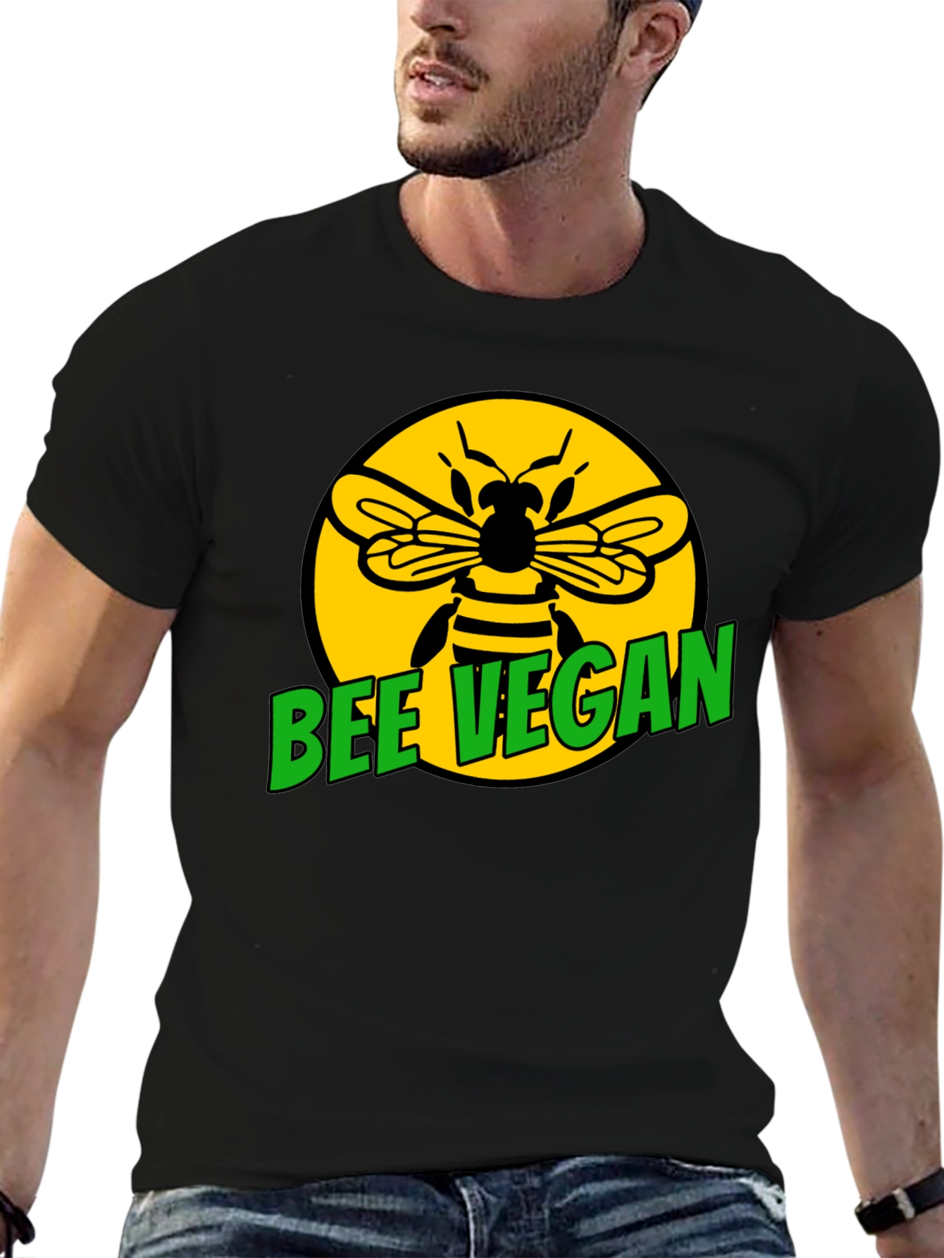 Bee Vegan Graphic T-Shirt - Black Tee