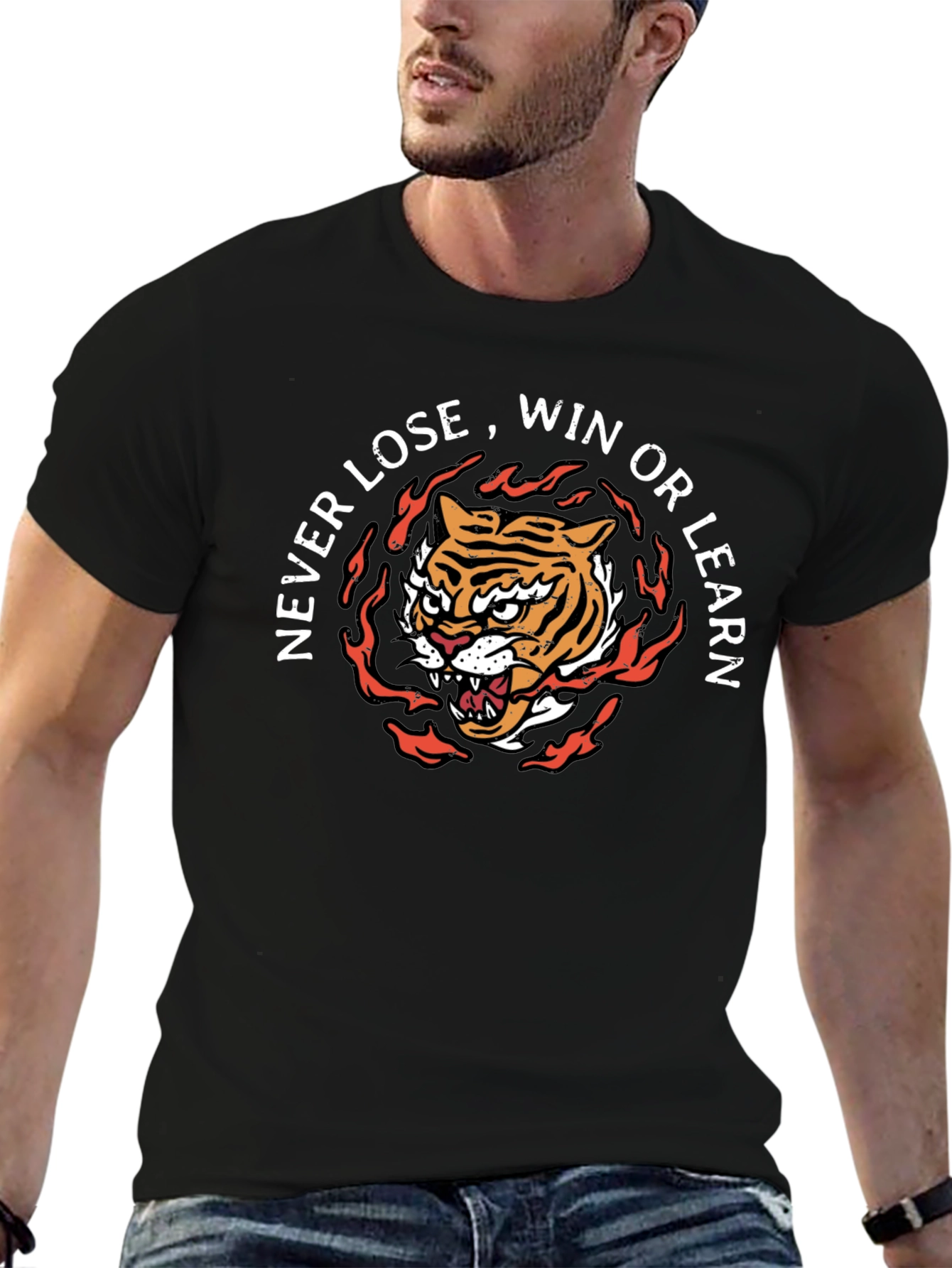 Tiger Never Lose Win Learn Black T-Shirt