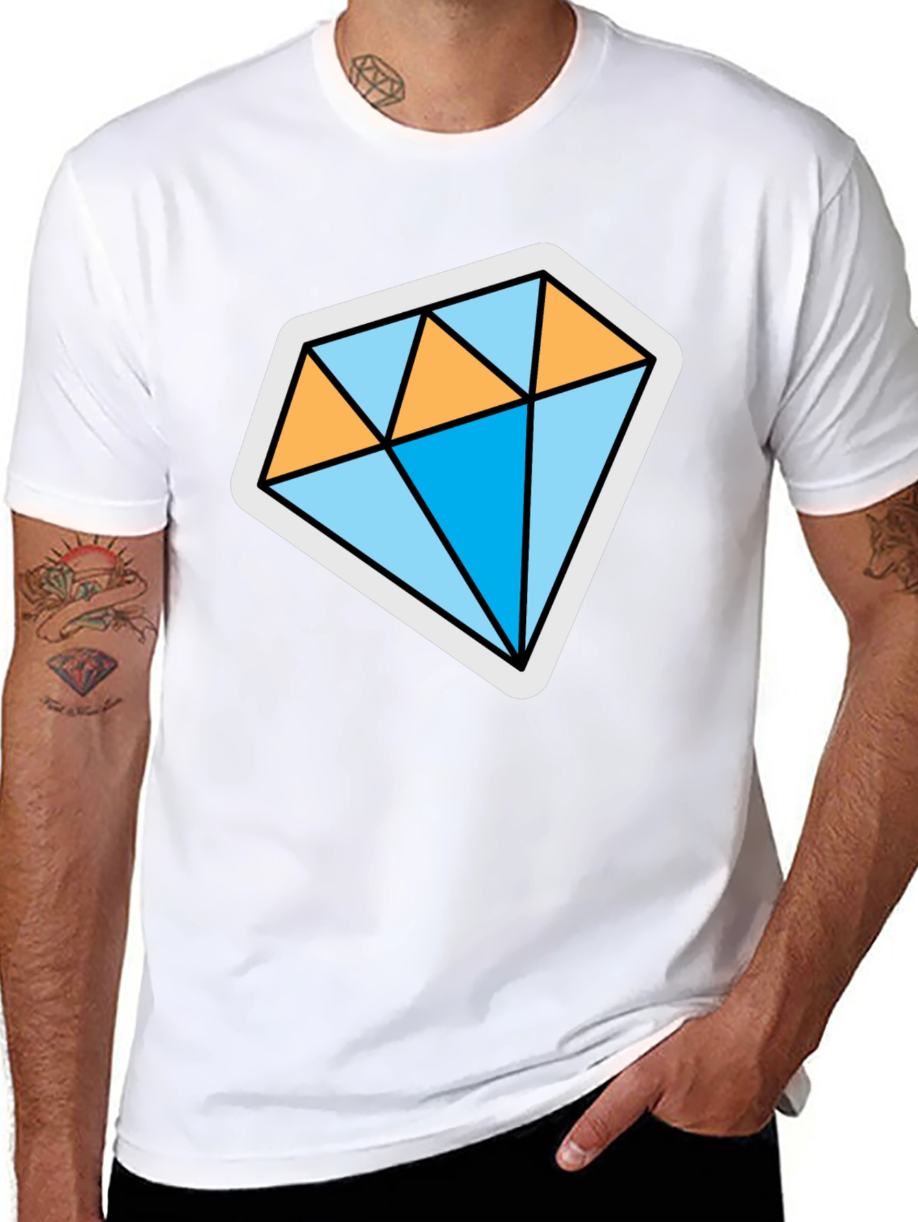 Diamond Graphic Black T-Shirt - Stylish Mens Tee
