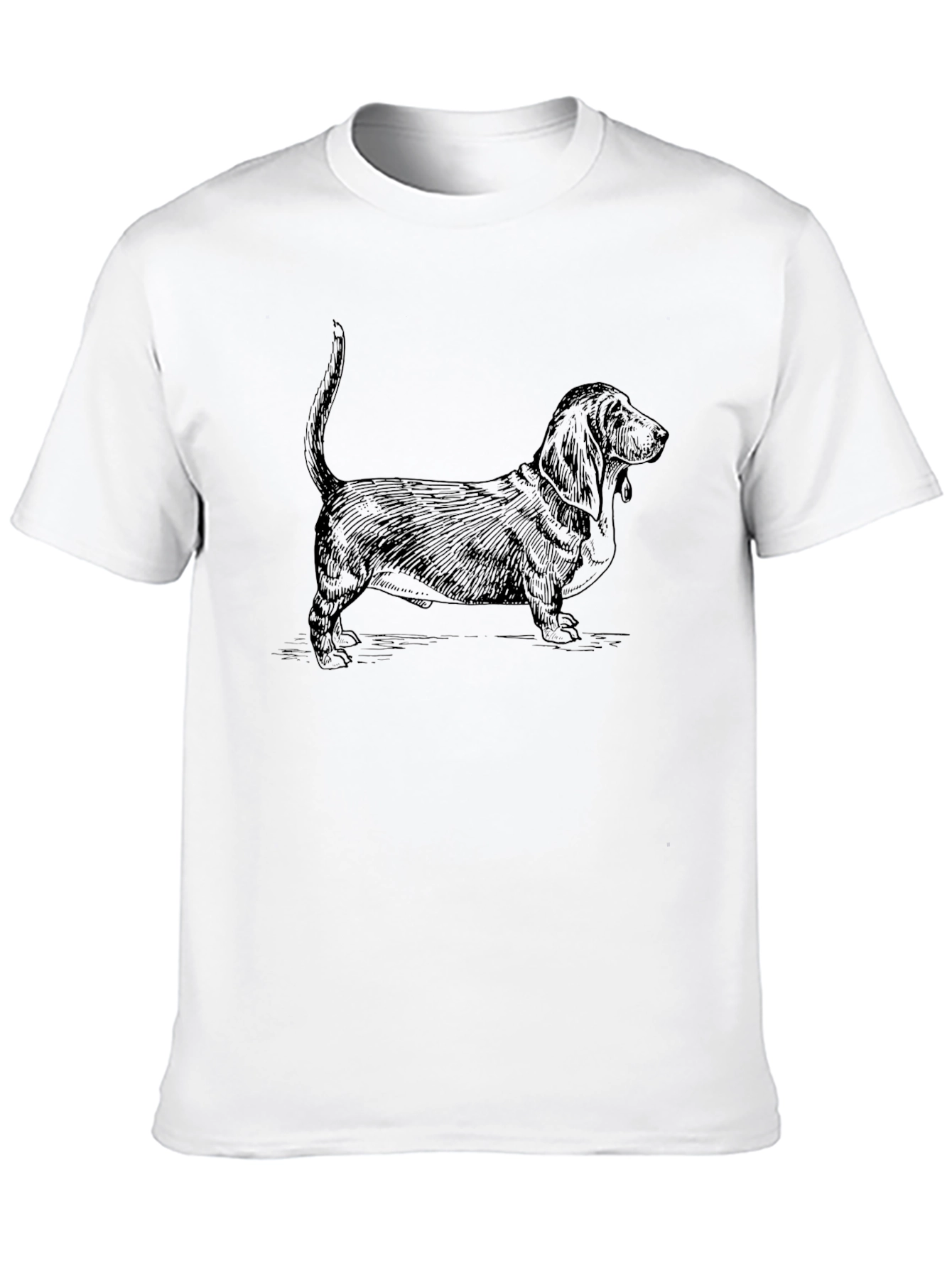 Basset Hound Dog Graphic Tee - Black