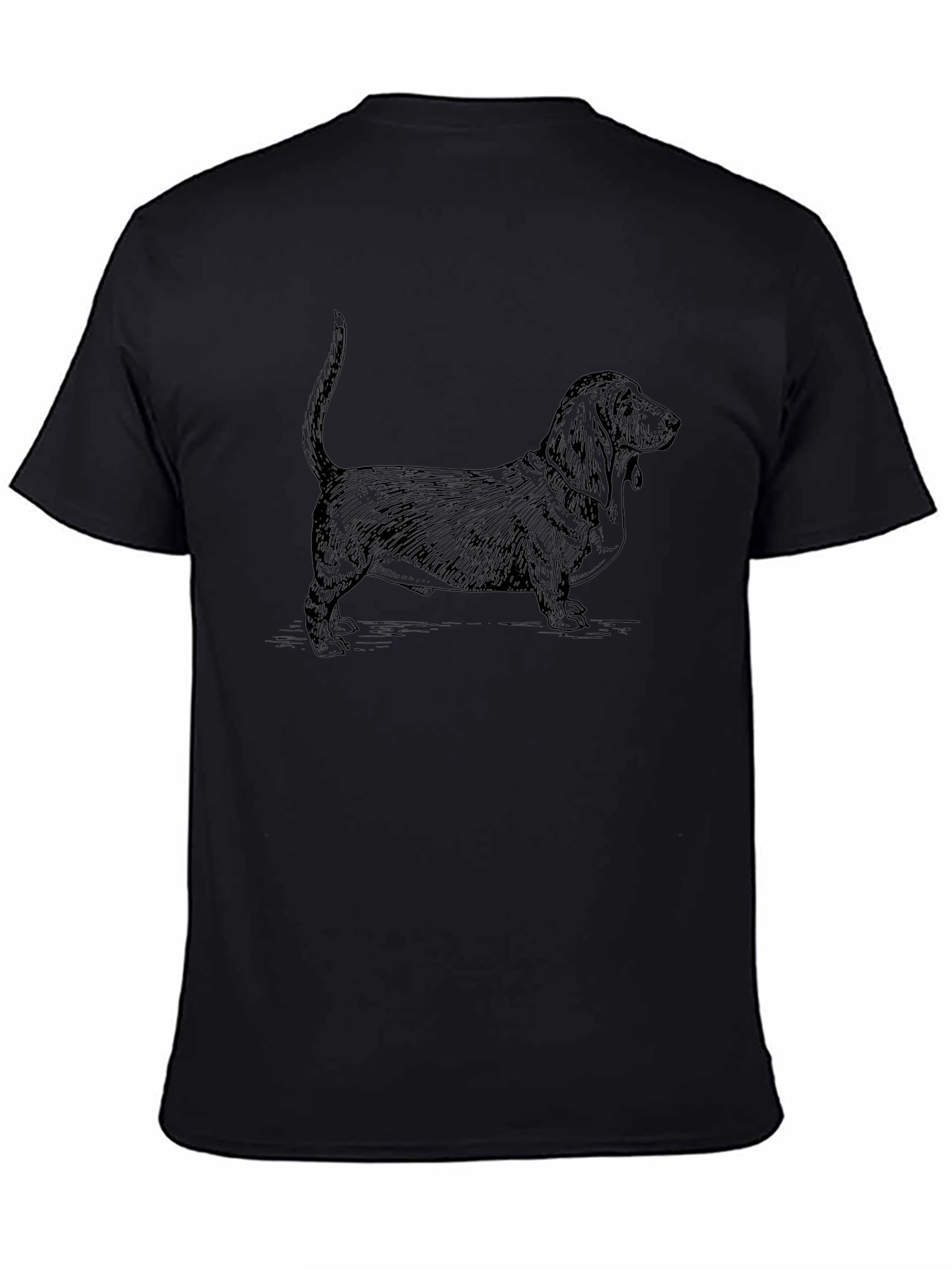 Basset Hound Dog Graphic Tee - Black