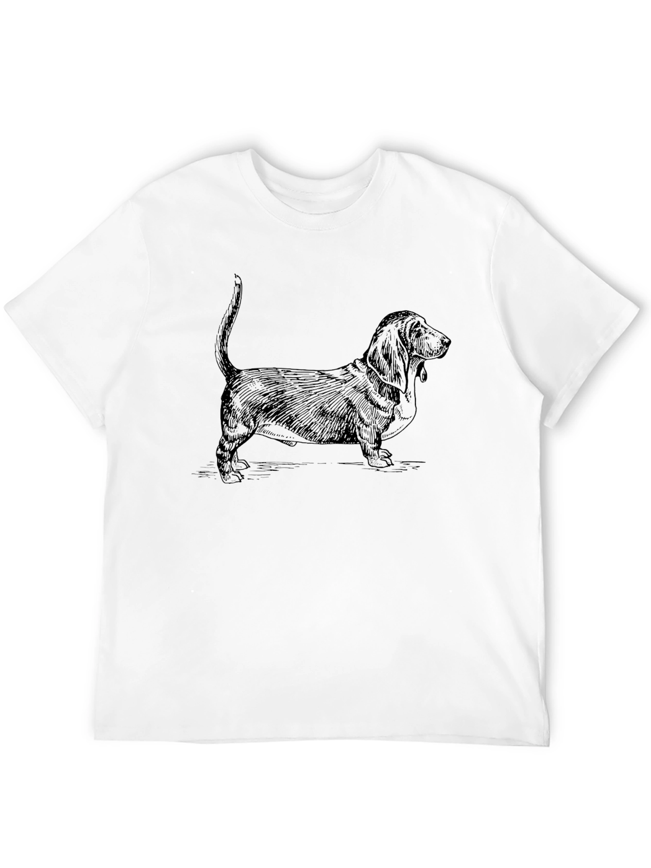Basset Hound Dog Graphic Tee - Black