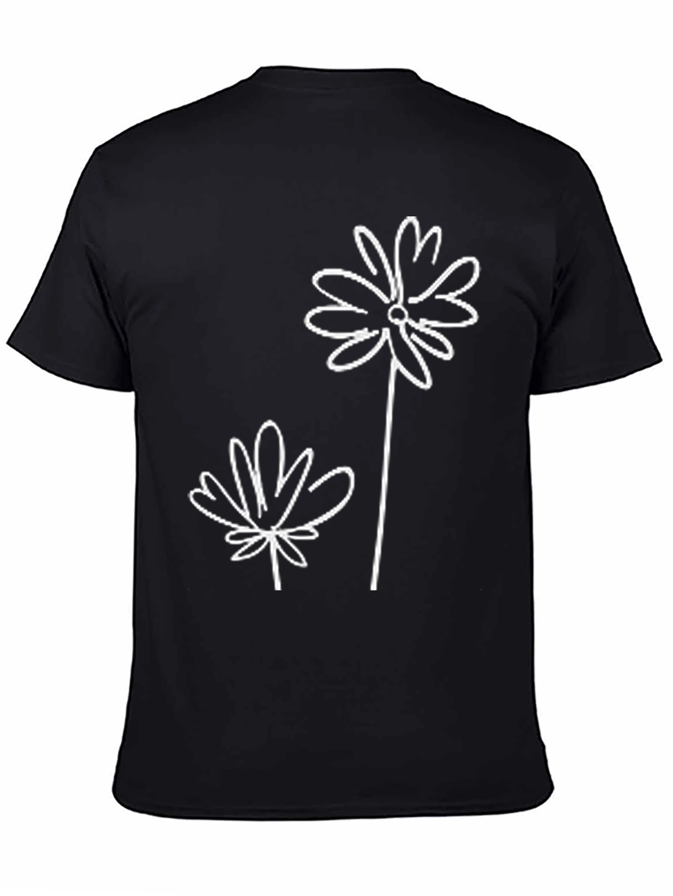 Modern Floral Graphic Black T-Shirt