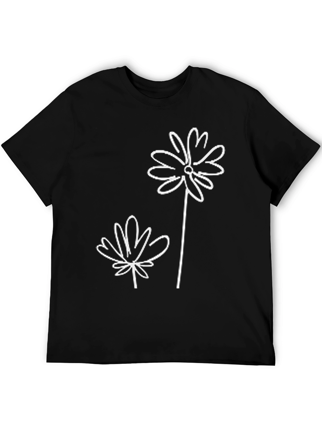 Modern Floral Graphic Black T-Shirt