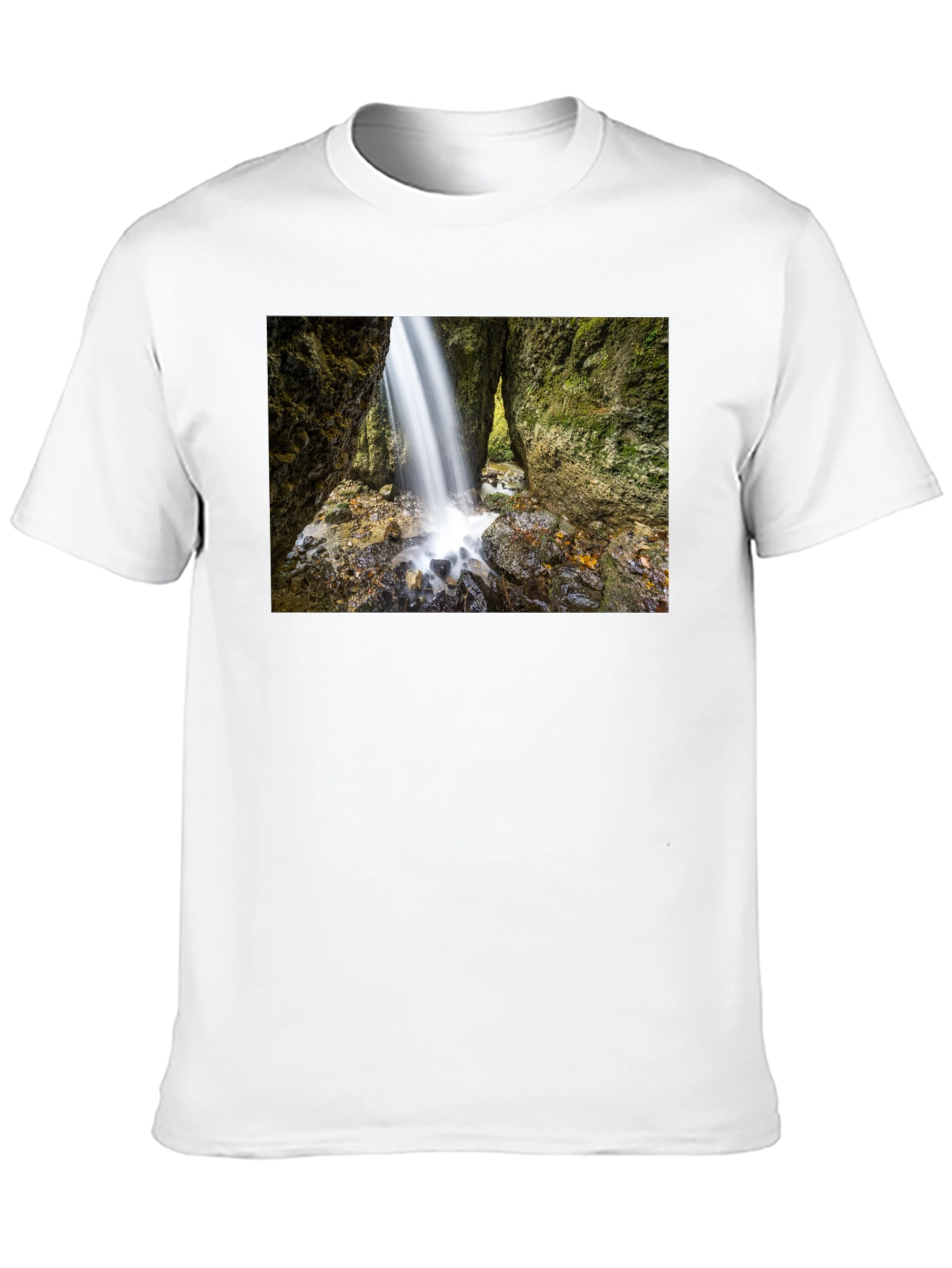 Waterfall Print Black T-Shirt