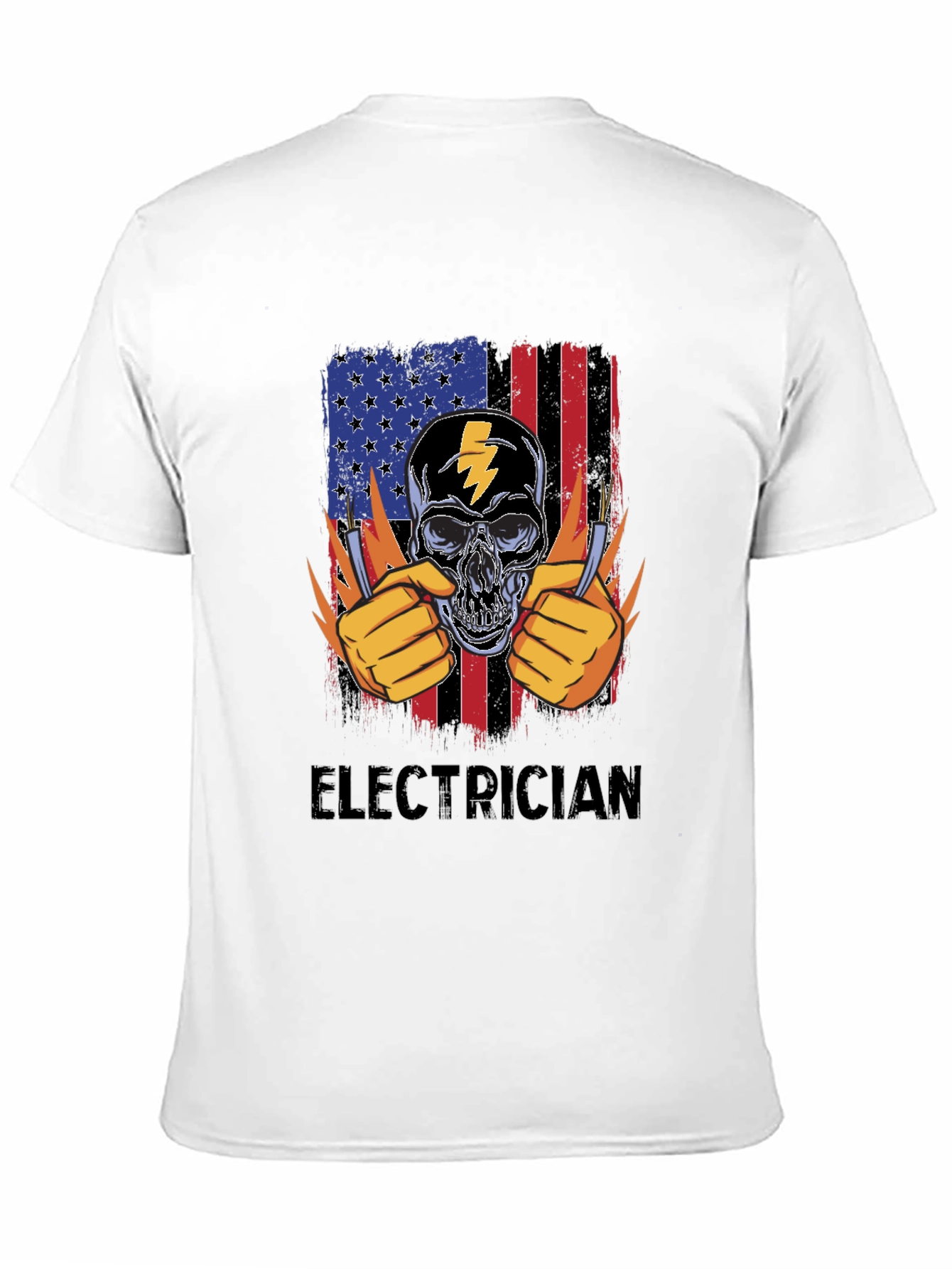 Electrician Skull USA Flag T-Shirt