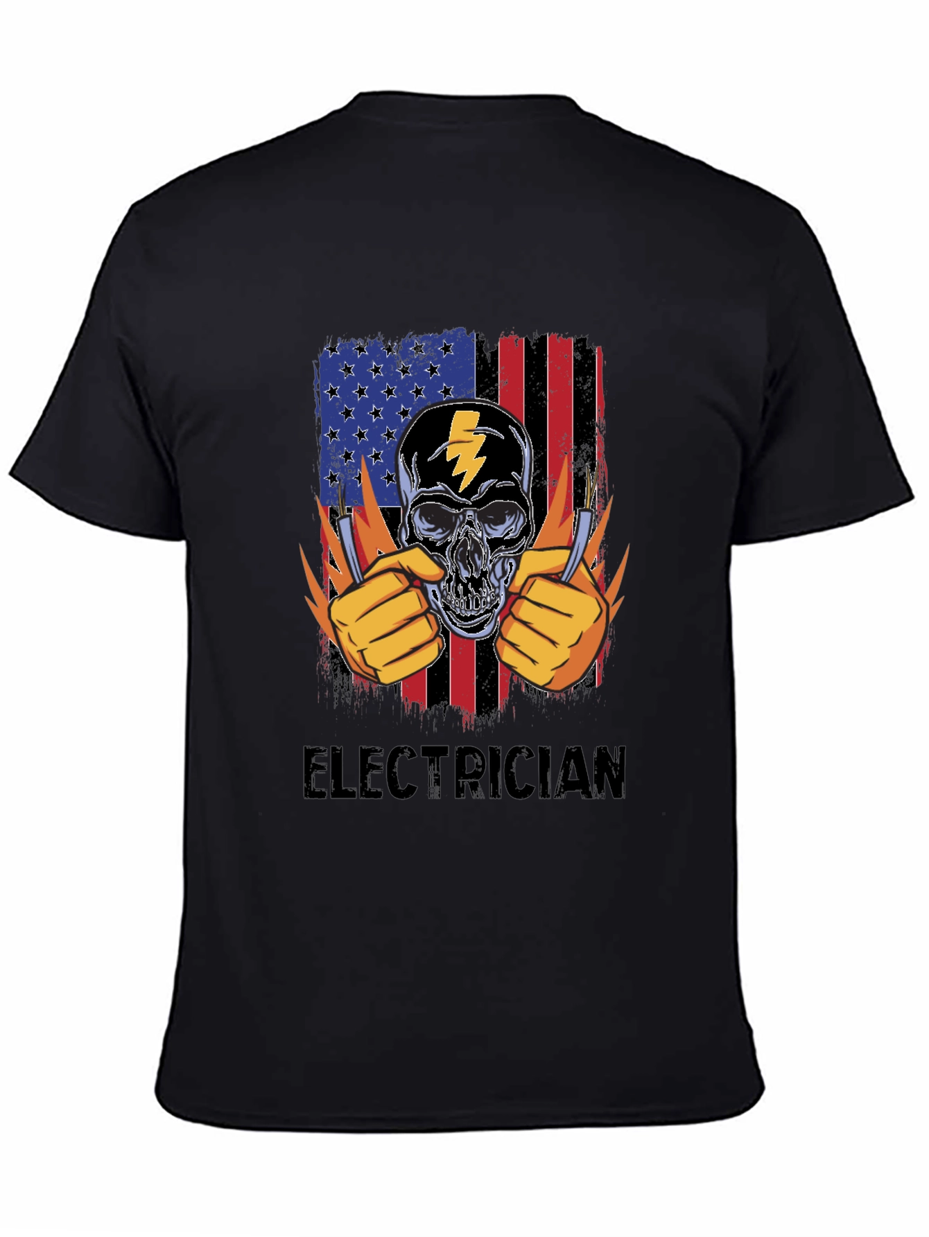 Electrician Skull USA Flag T-Shirt