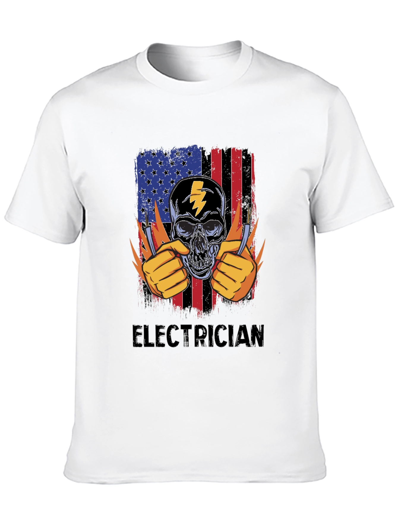 Electrician Skull USA Flag T-Shirt