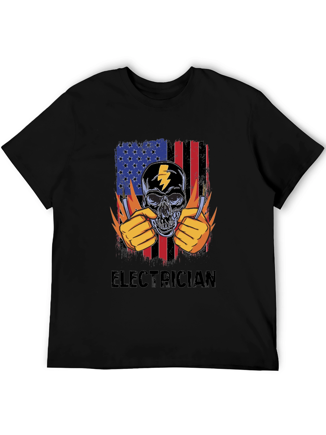 Electrician Skull USA Flag T-Shirt