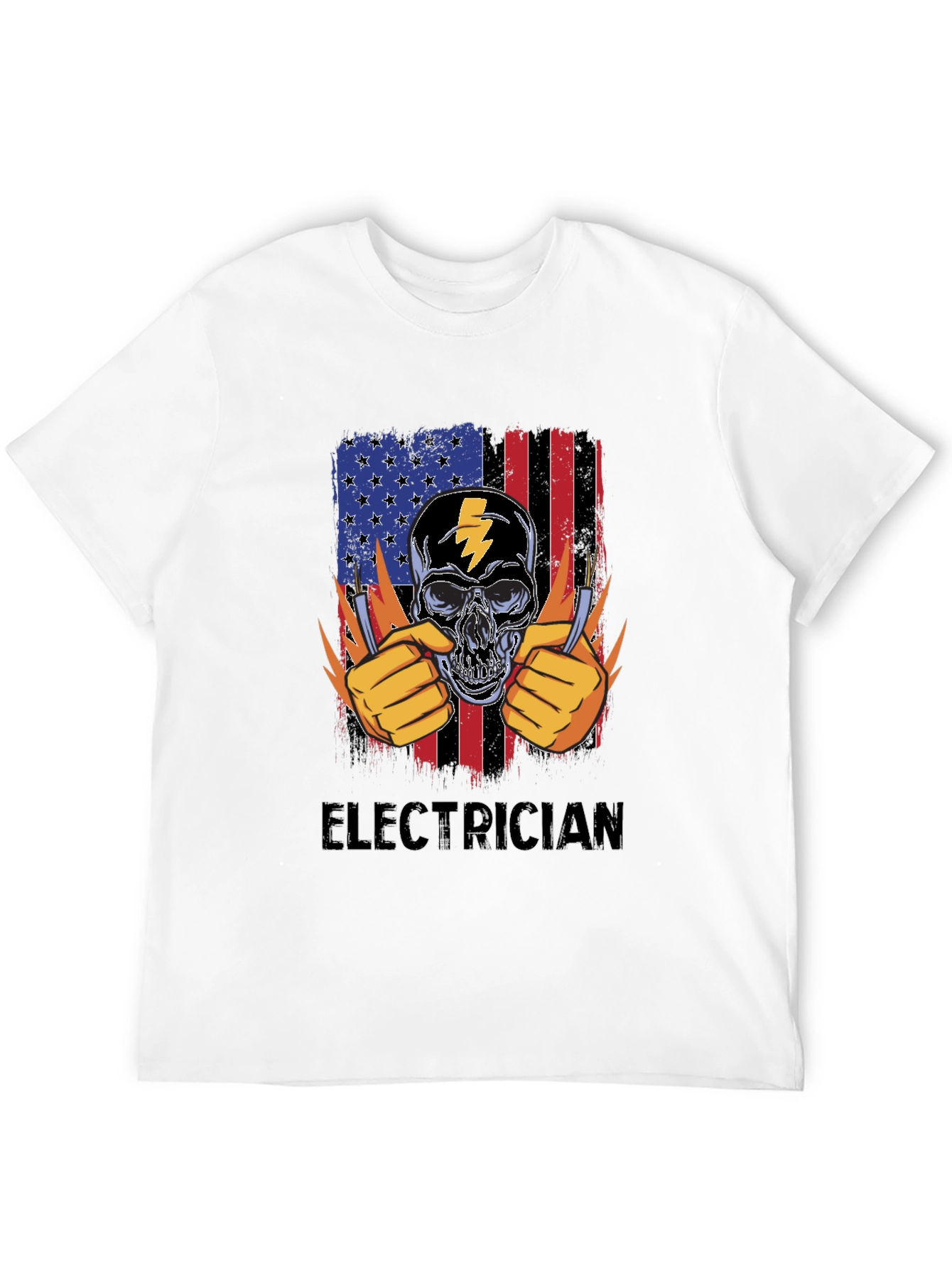 Electrician Skull USA Flag T-Shirt
