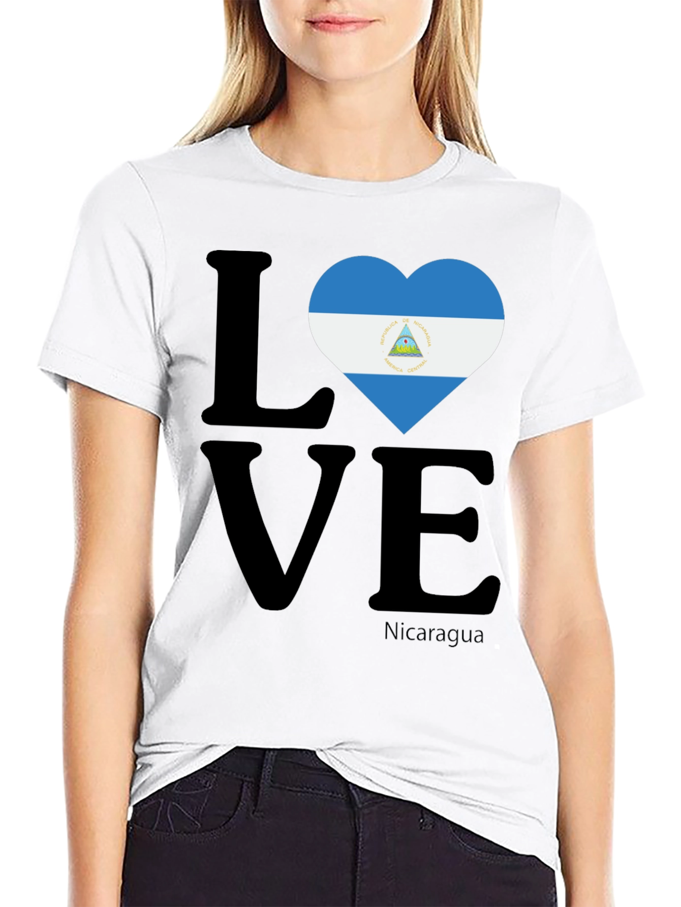 Nicaragua Love T-Shirt - Flag Heart Design