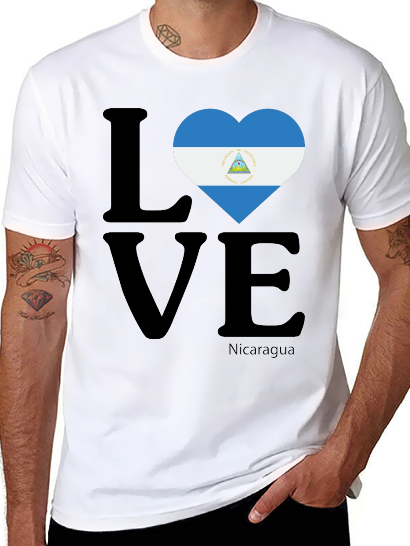 Nicaragua Love T-Shirt - Flag Heart Design