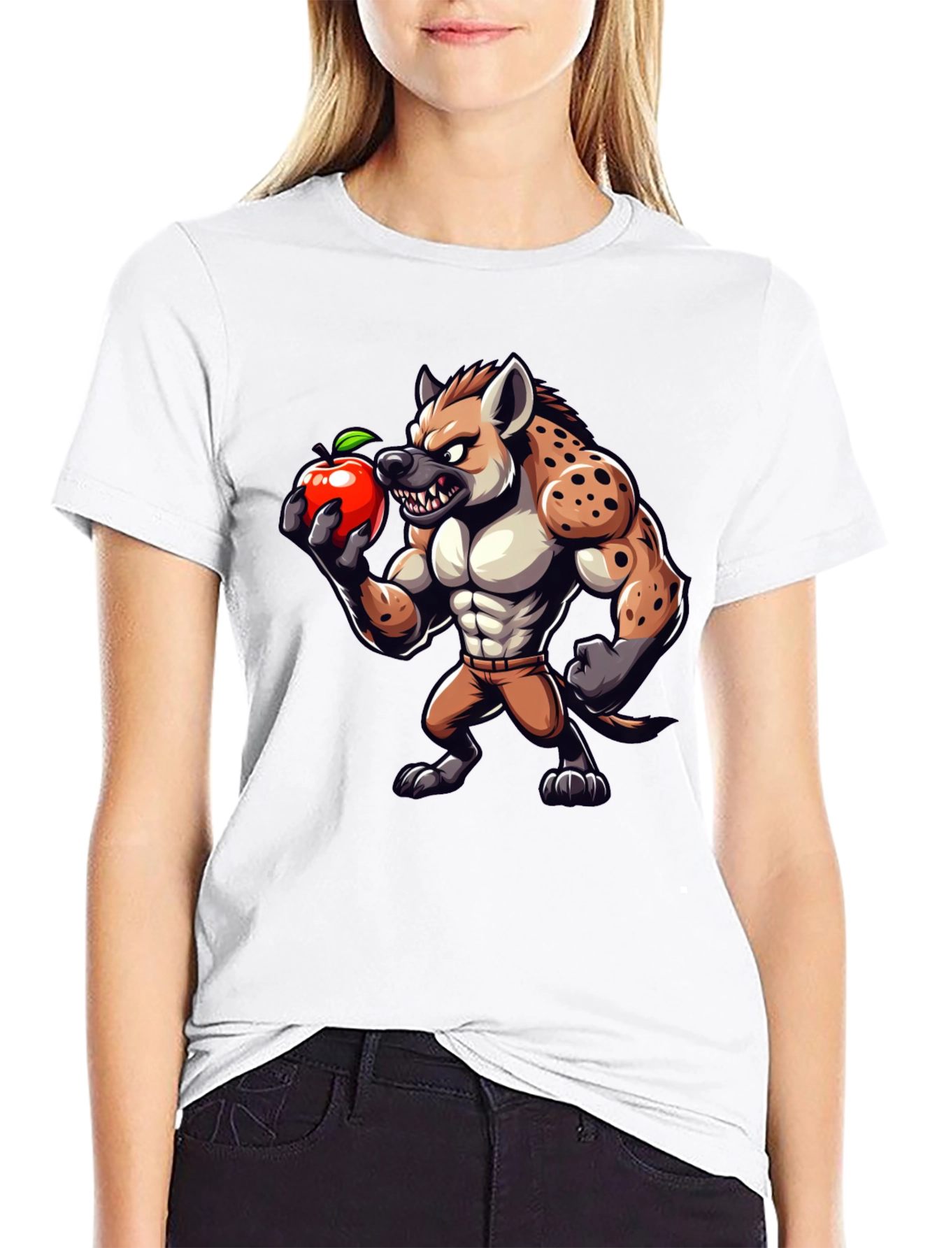 Hyena Apple Funny Graphic T-Shirt