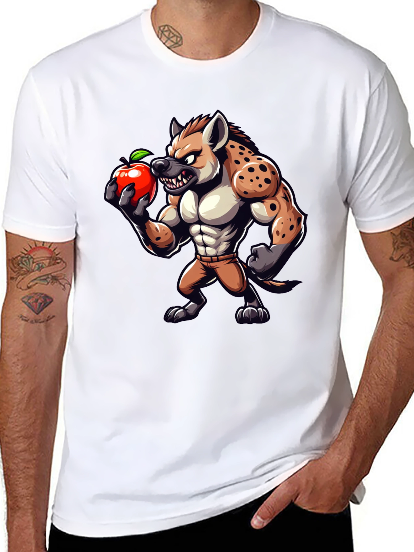 Hyena Apple Funny Graphic T-Shirt
