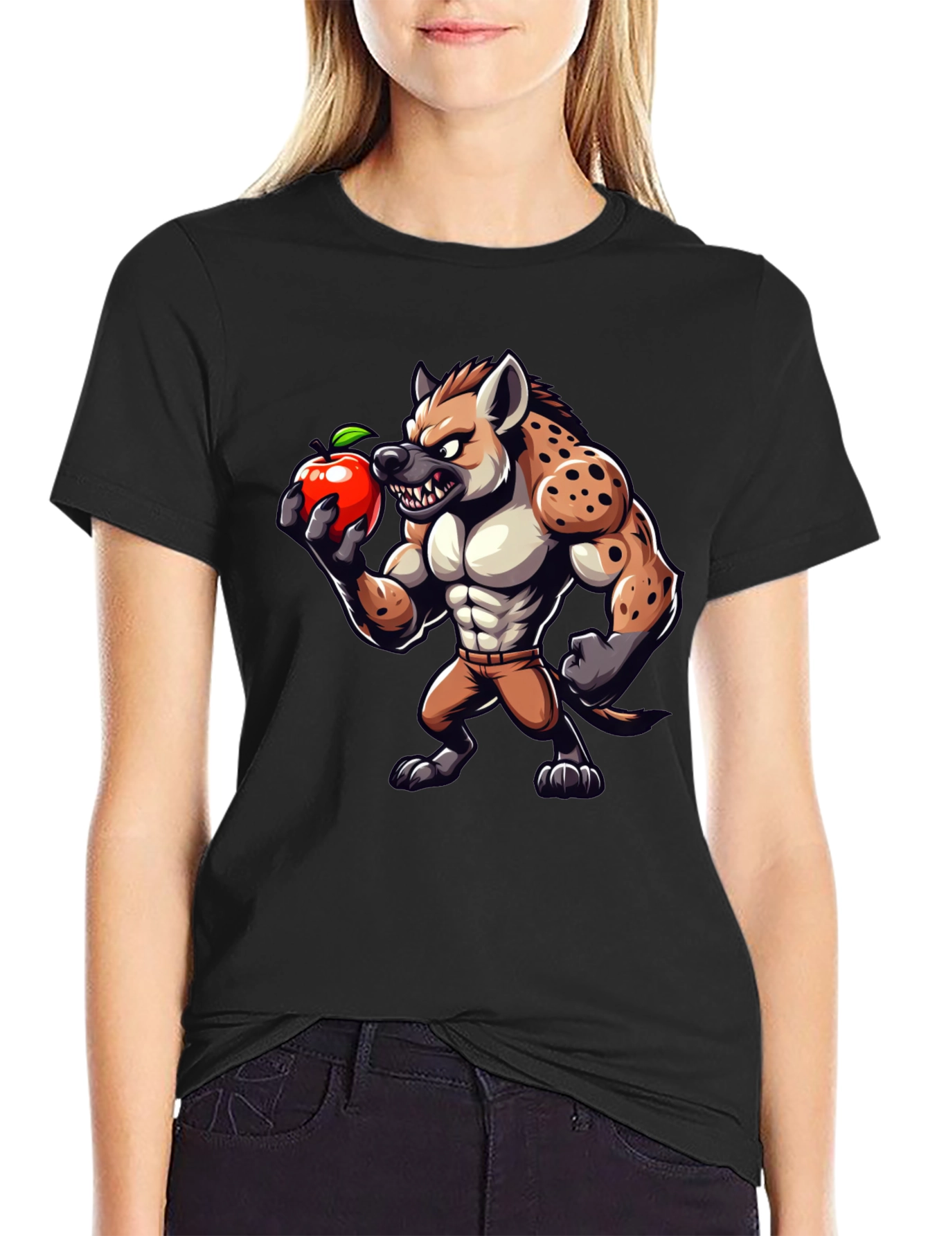 Hyena Apple Funny Graphic T-Shirt