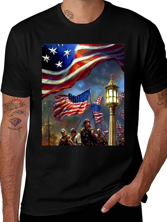 Patriotic American Flag Graphic T-Shirt