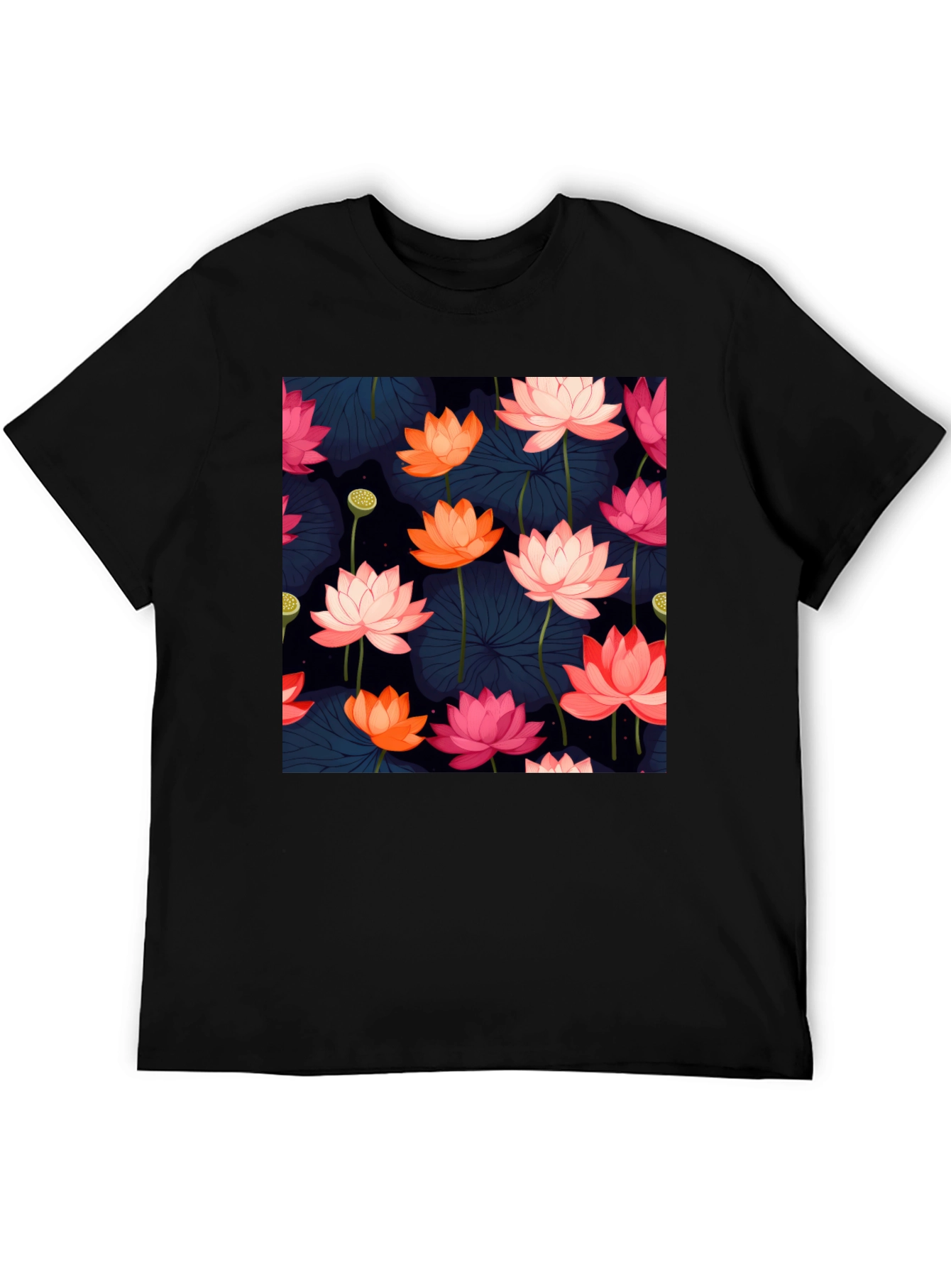 Lotus Floral Graphic Tee - Stylish Mens T-Shirt