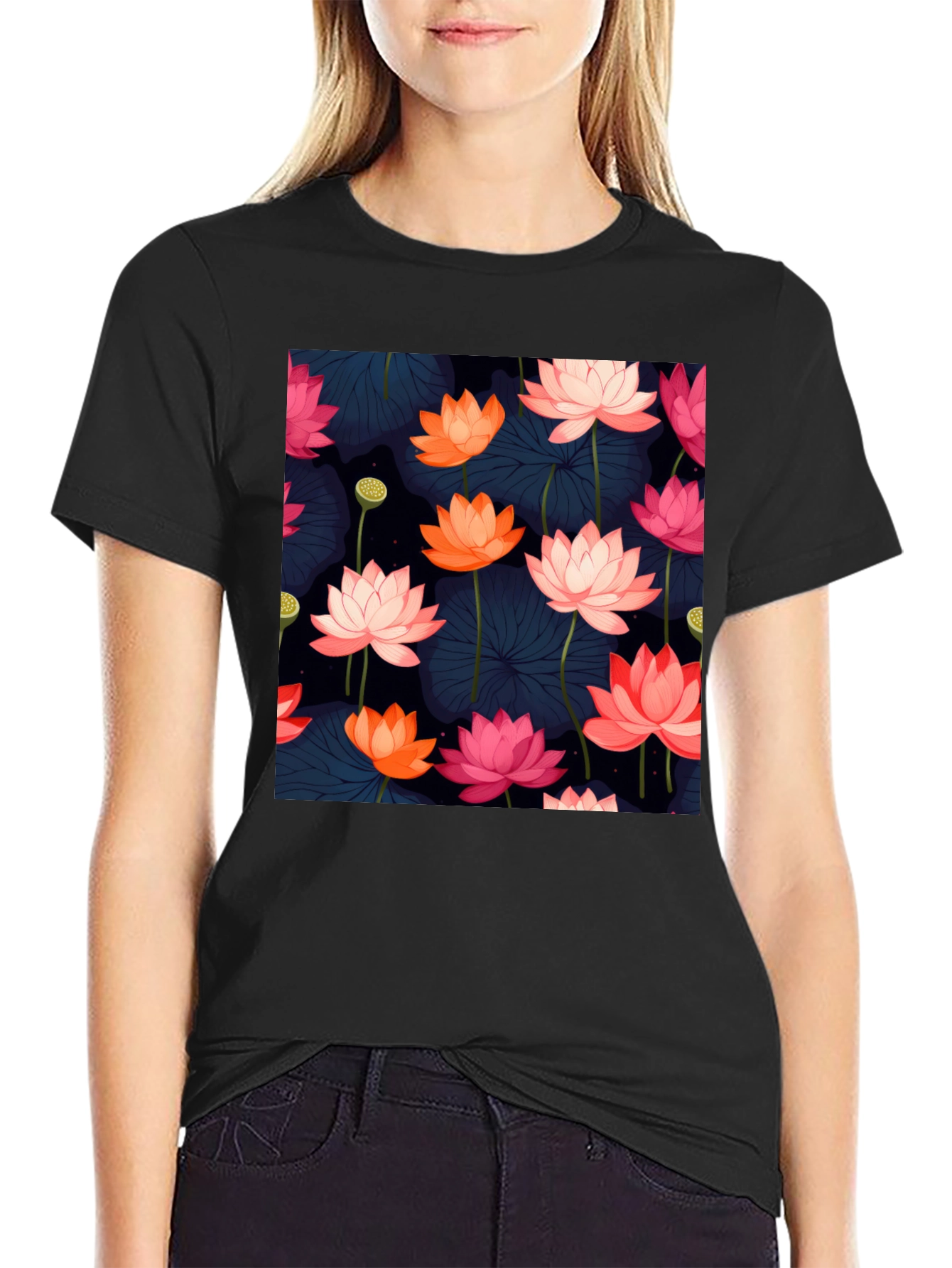 Lotus Floral Graphic Tee - Stylish Mens T-Shirt