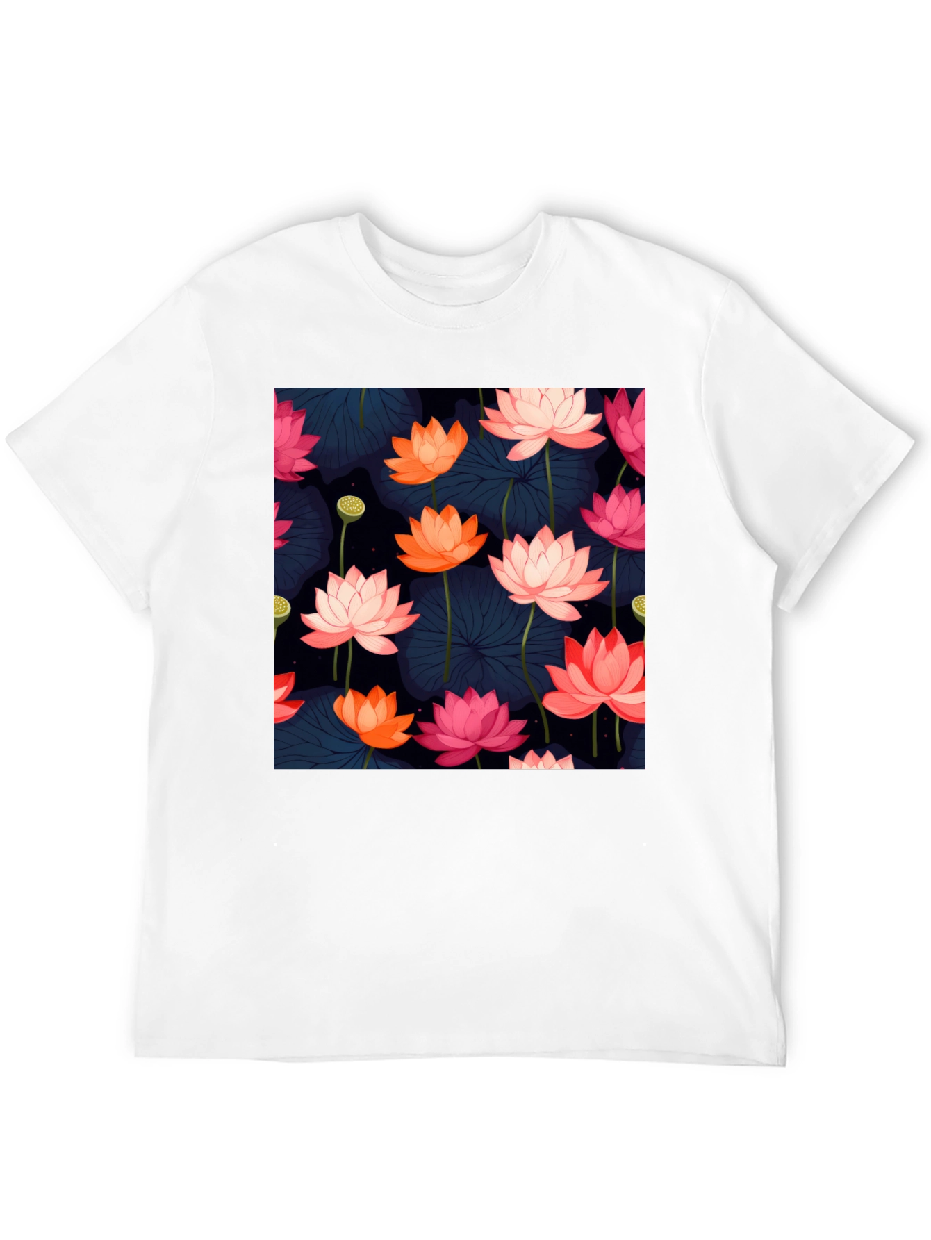 Lotus Floral Graphic Tee - Stylish Mens T-Shirt
