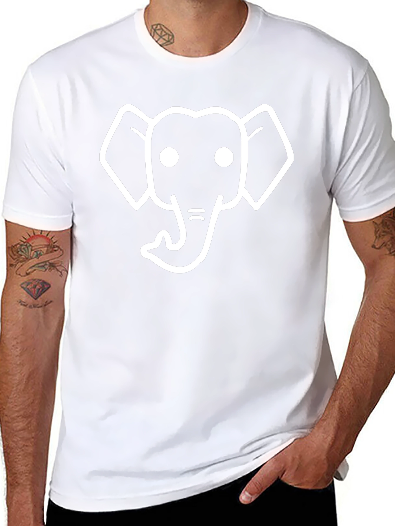 Elephant Outline Black T-Shirt - Classic Tee