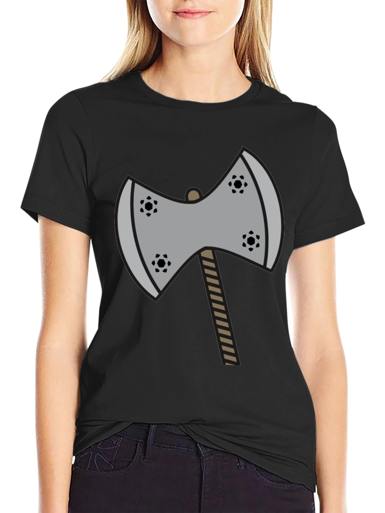Axe Graphic Tee - Black Cotton Casual Shirt