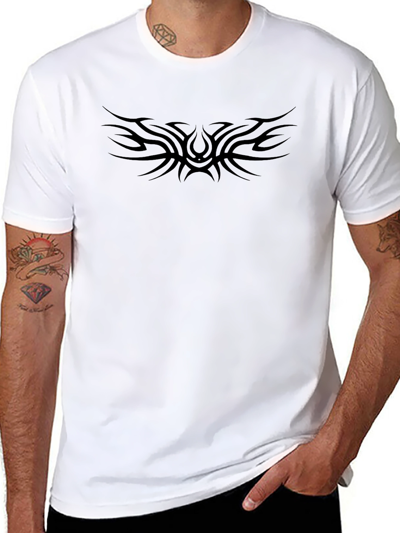 Mens Black Tribal Tattoo Graphic Tee