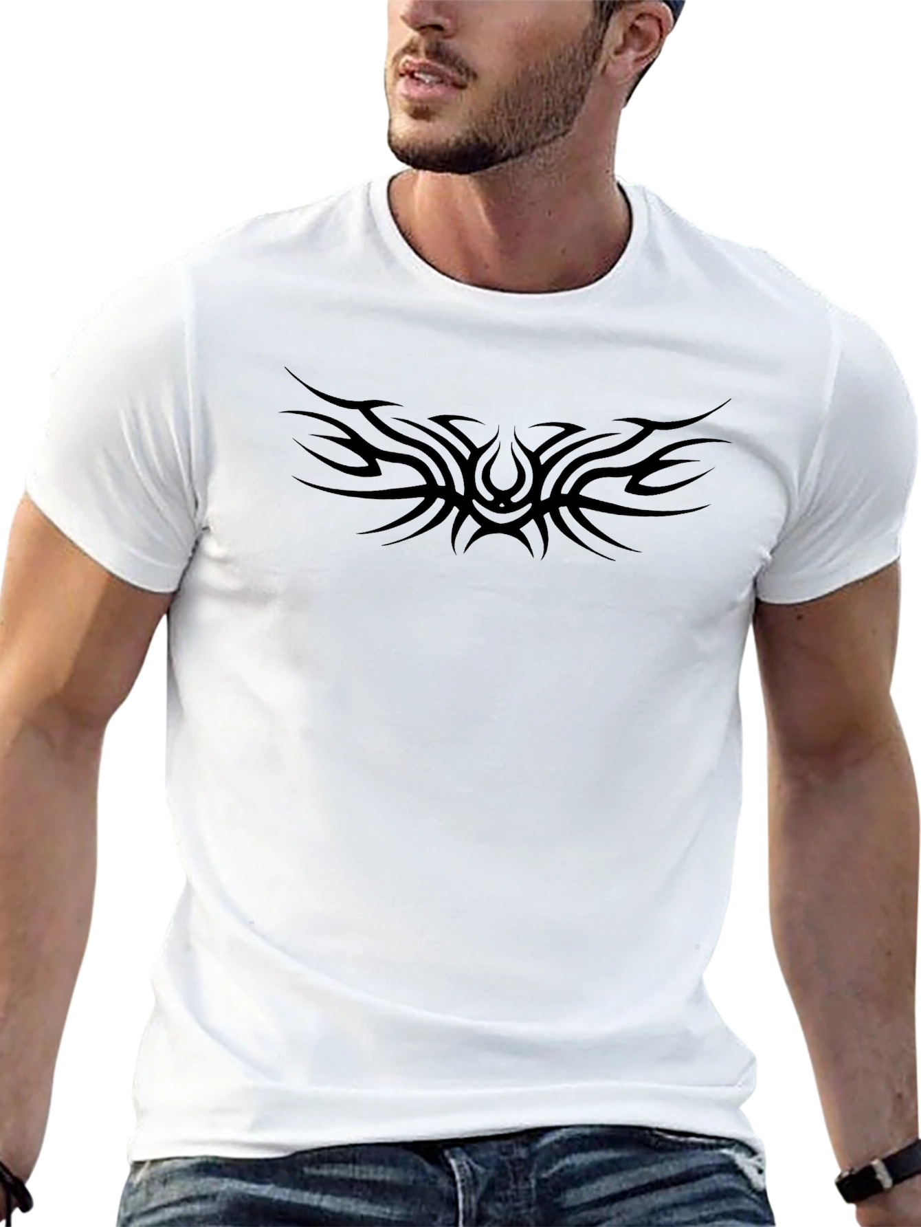 Mens Black Tribal Tattoo Graphic Tee