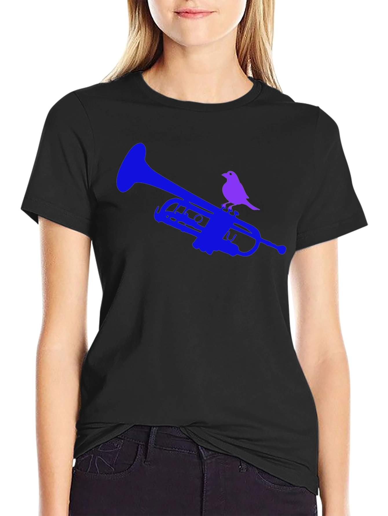 Trumpet & Bird Graphic Tee - Unique Design!