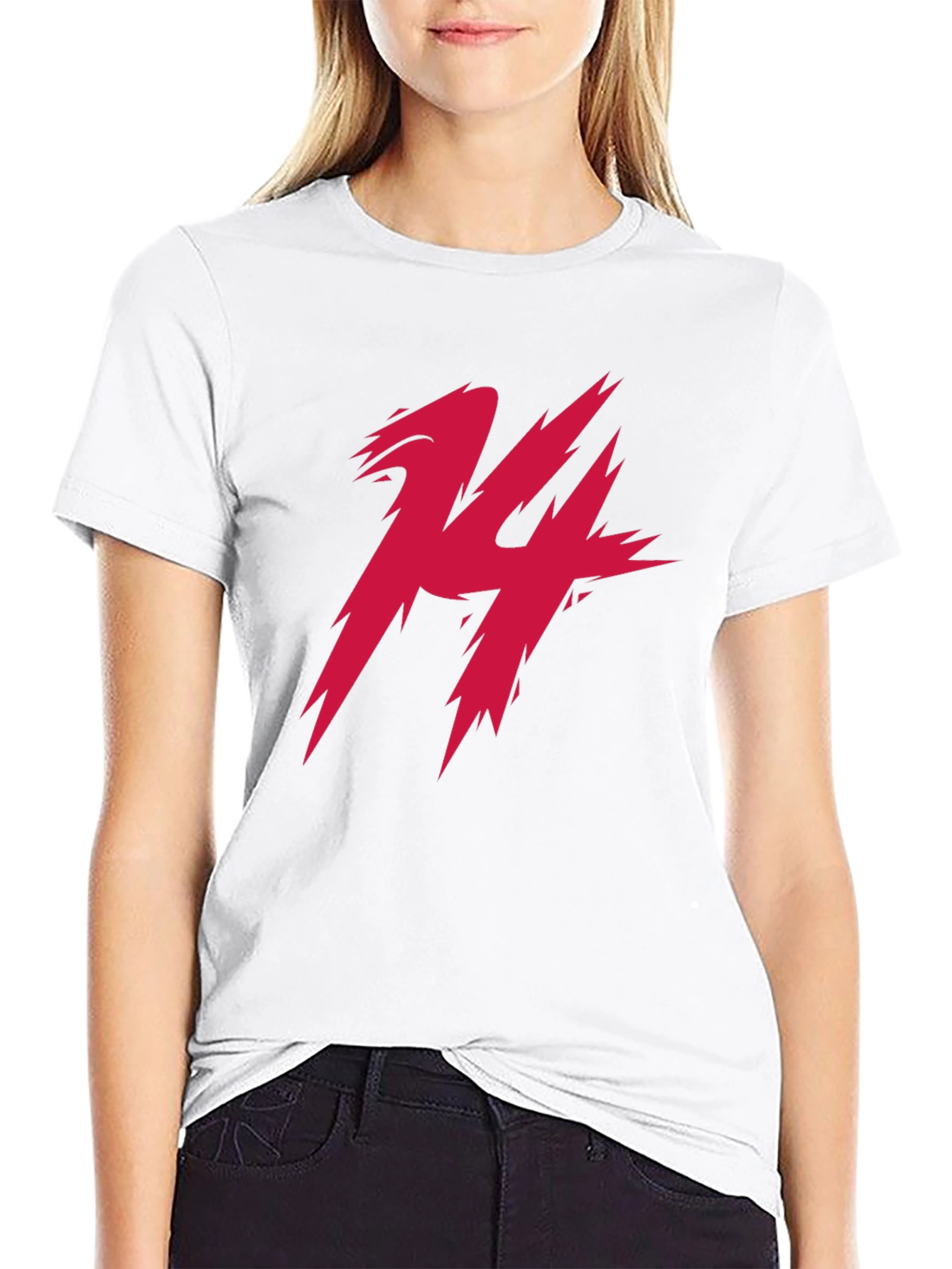 Edgy Red 14 Graphic Print Black Tee