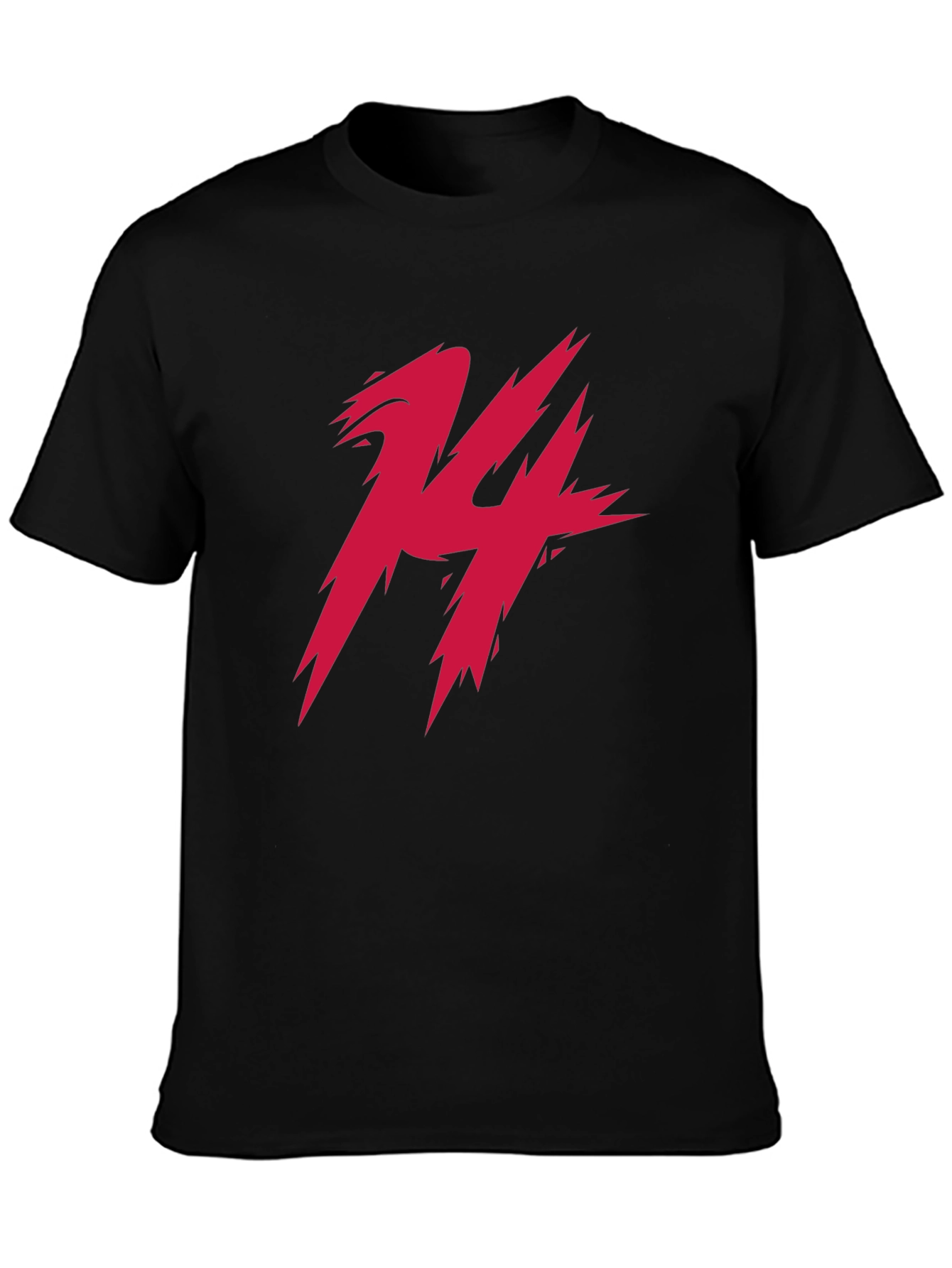 Edgy Red 14 Graphic Print Black Tee